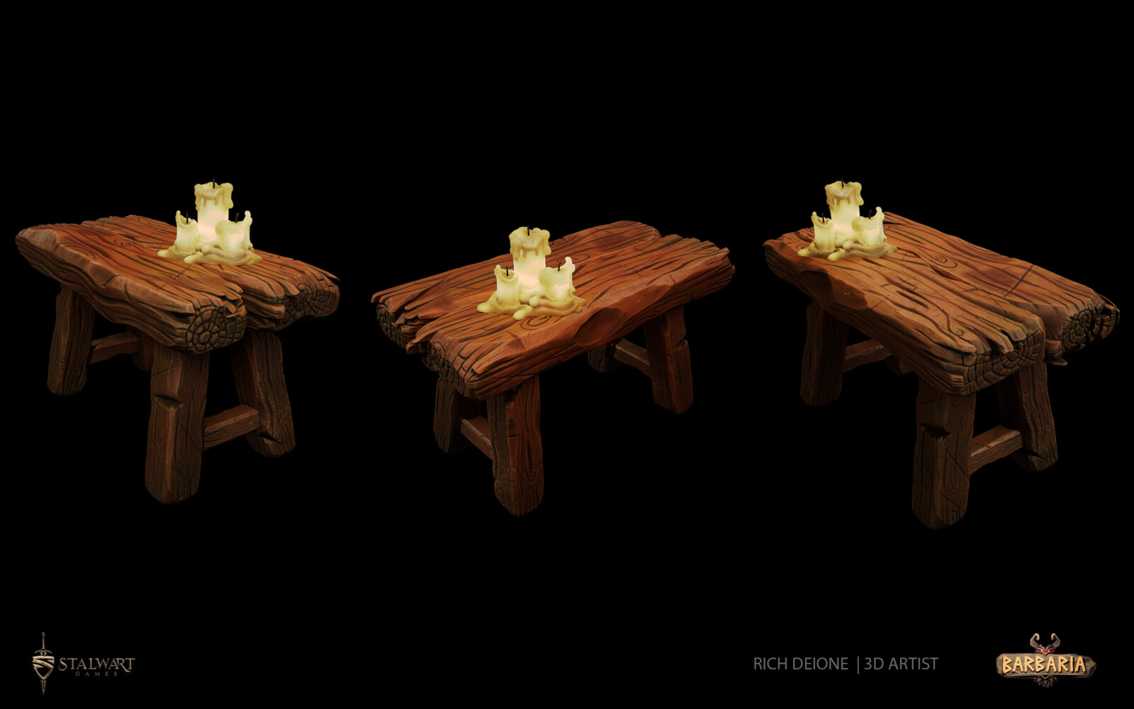 Wooden Bench prop with candle.