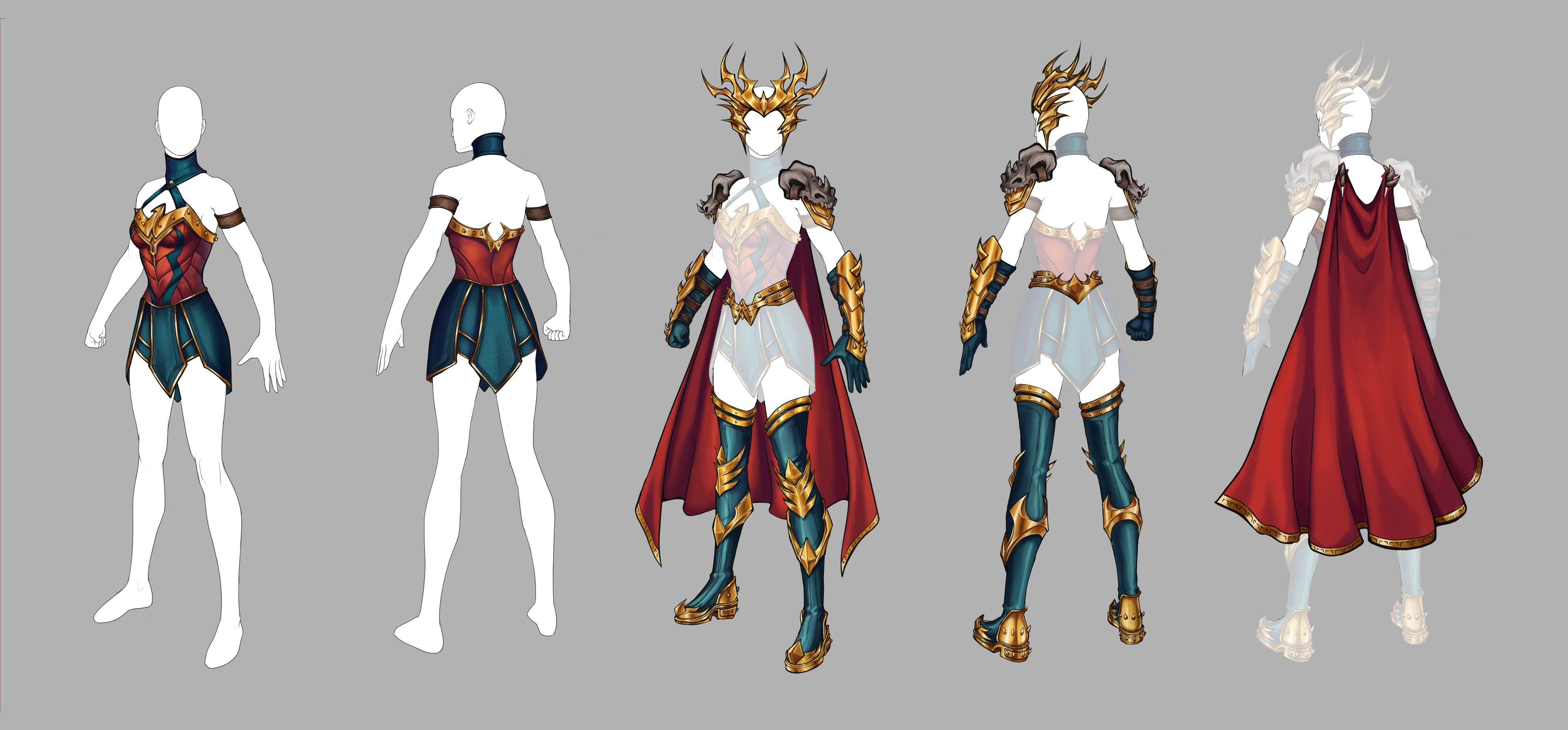 Female version and breakdown of Death Metal Wonder Woman gear suit.