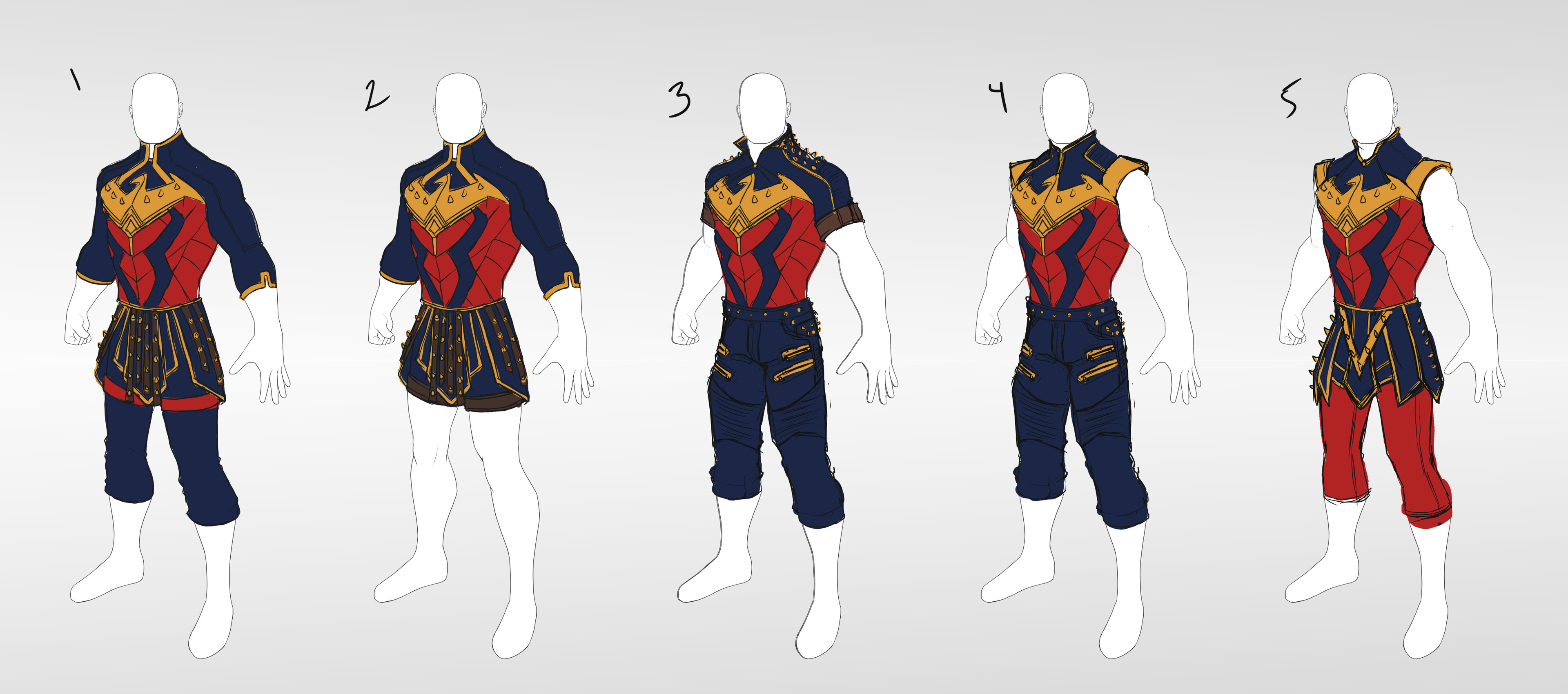 Some very early iterations for the male version.