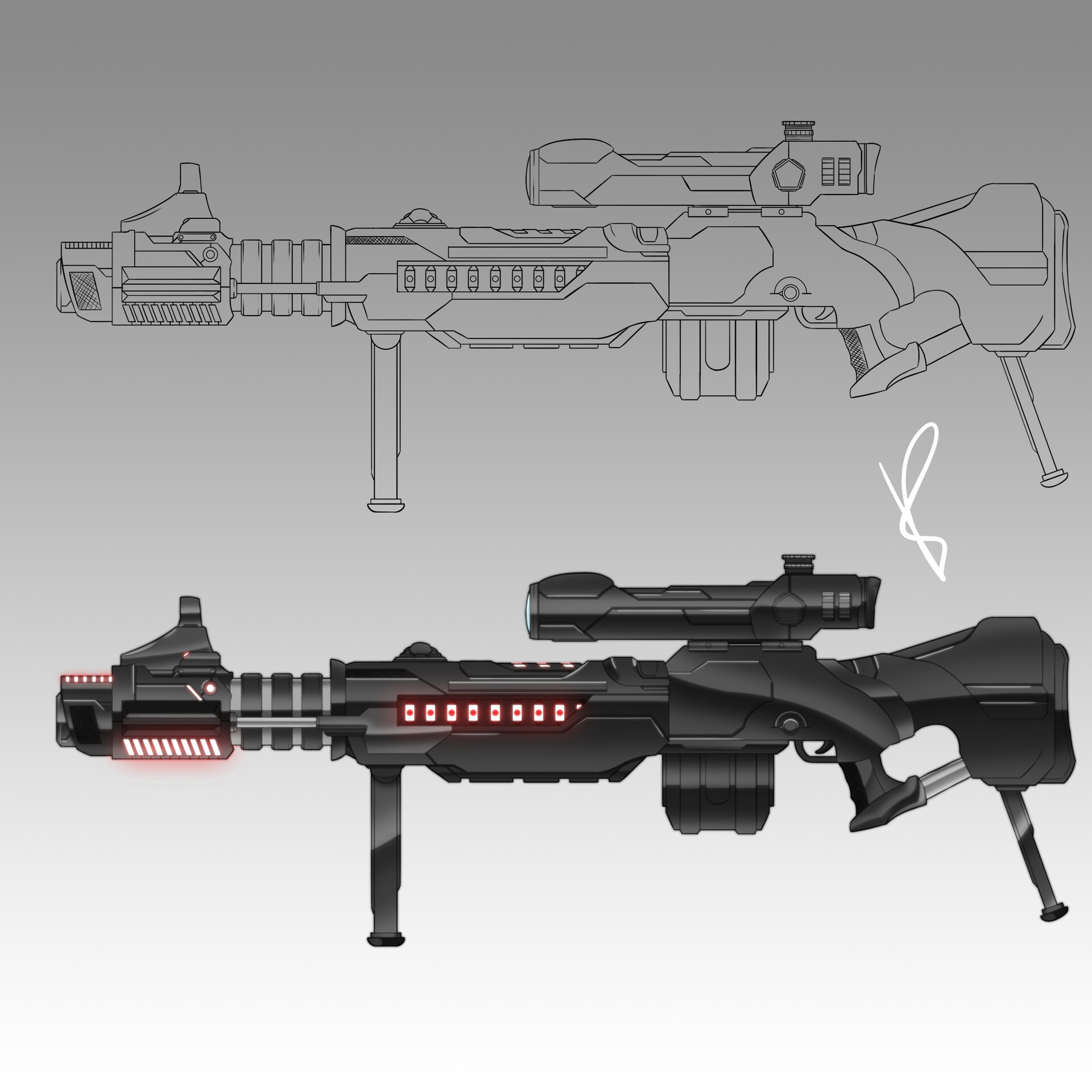 ArtStation Scifi Gauss Rifle Design