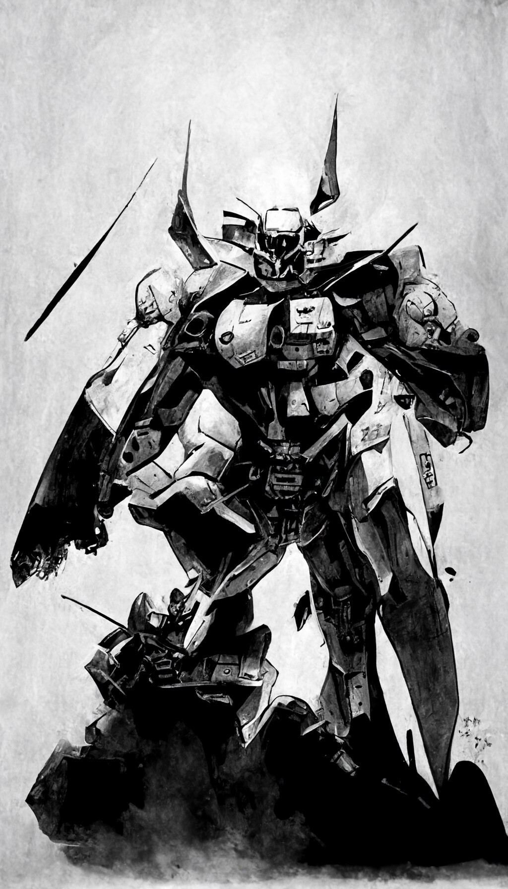 Artstation Midjourny Gundam Black And White