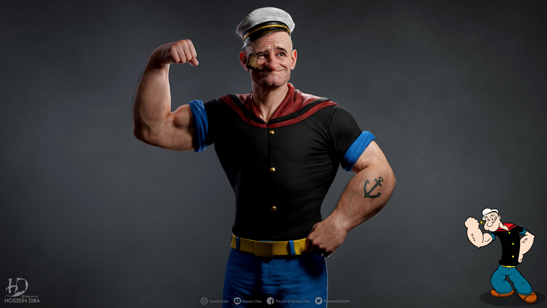 Hossein Diba 3D Model of Popeye The Sailor Man