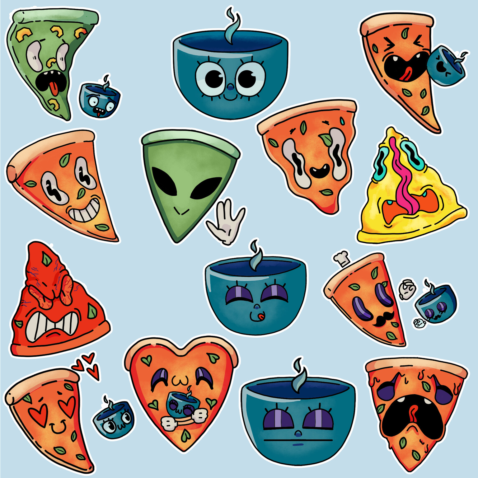 Pizza with Coffee – Telegram sticker pack