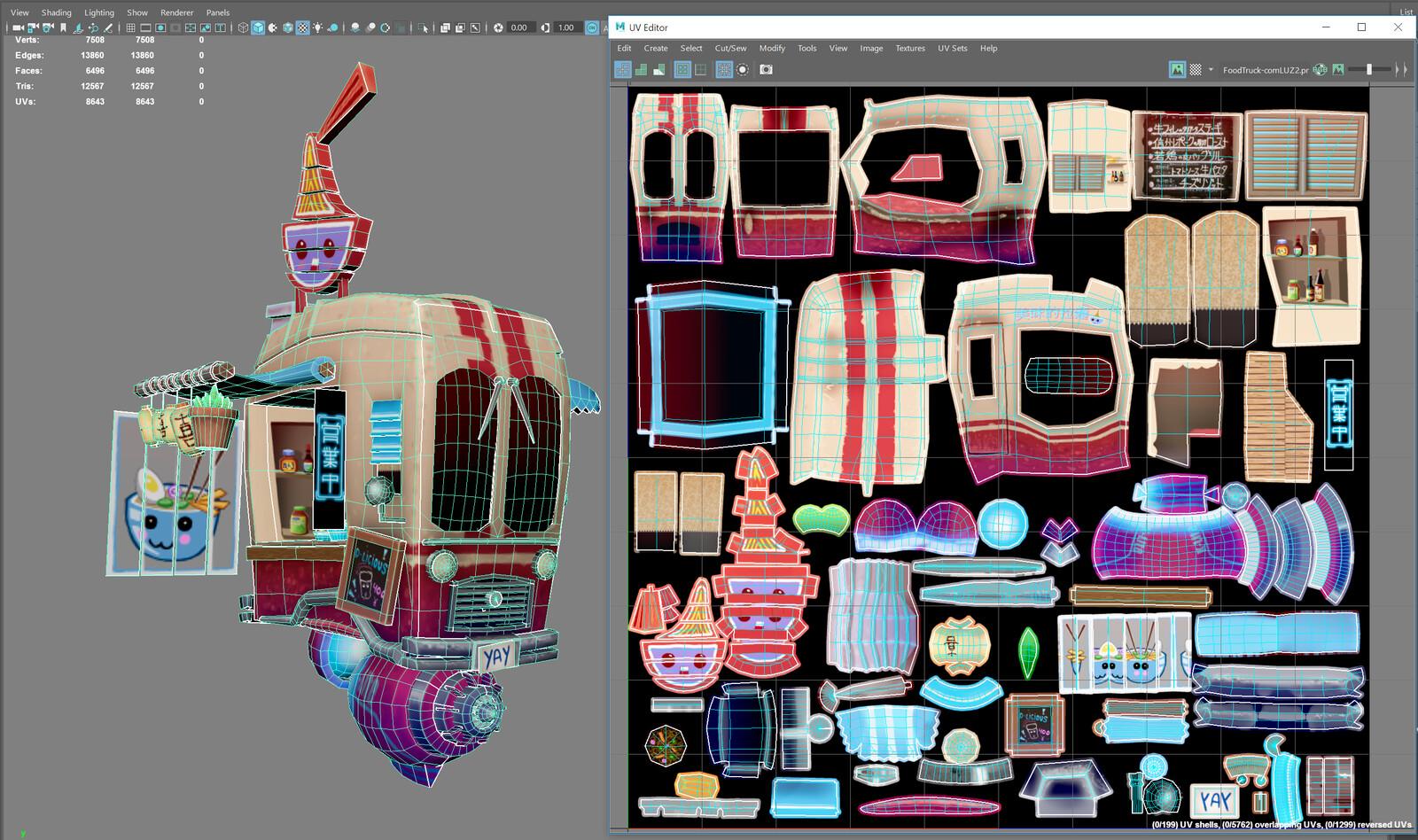Maya: Color map in UV. Painting in Substance Painter