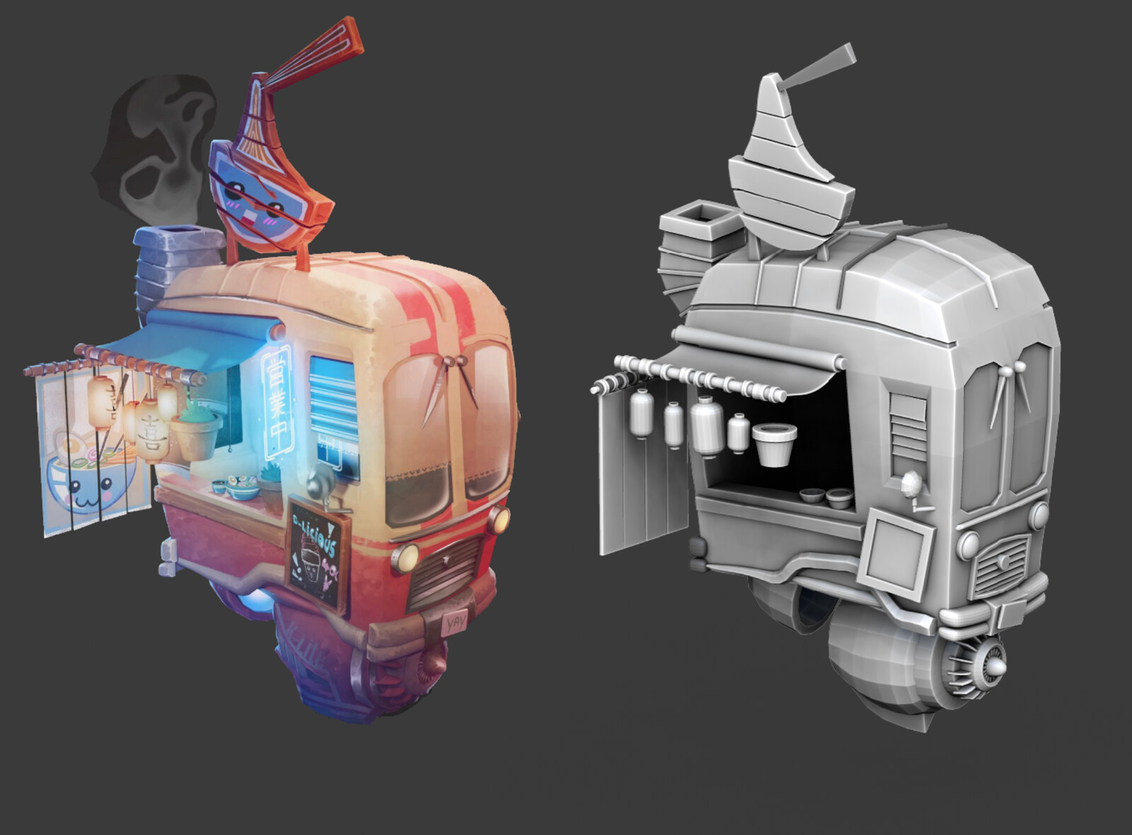Elodie Mondoloni concept art and my hypoli model in Zbrush