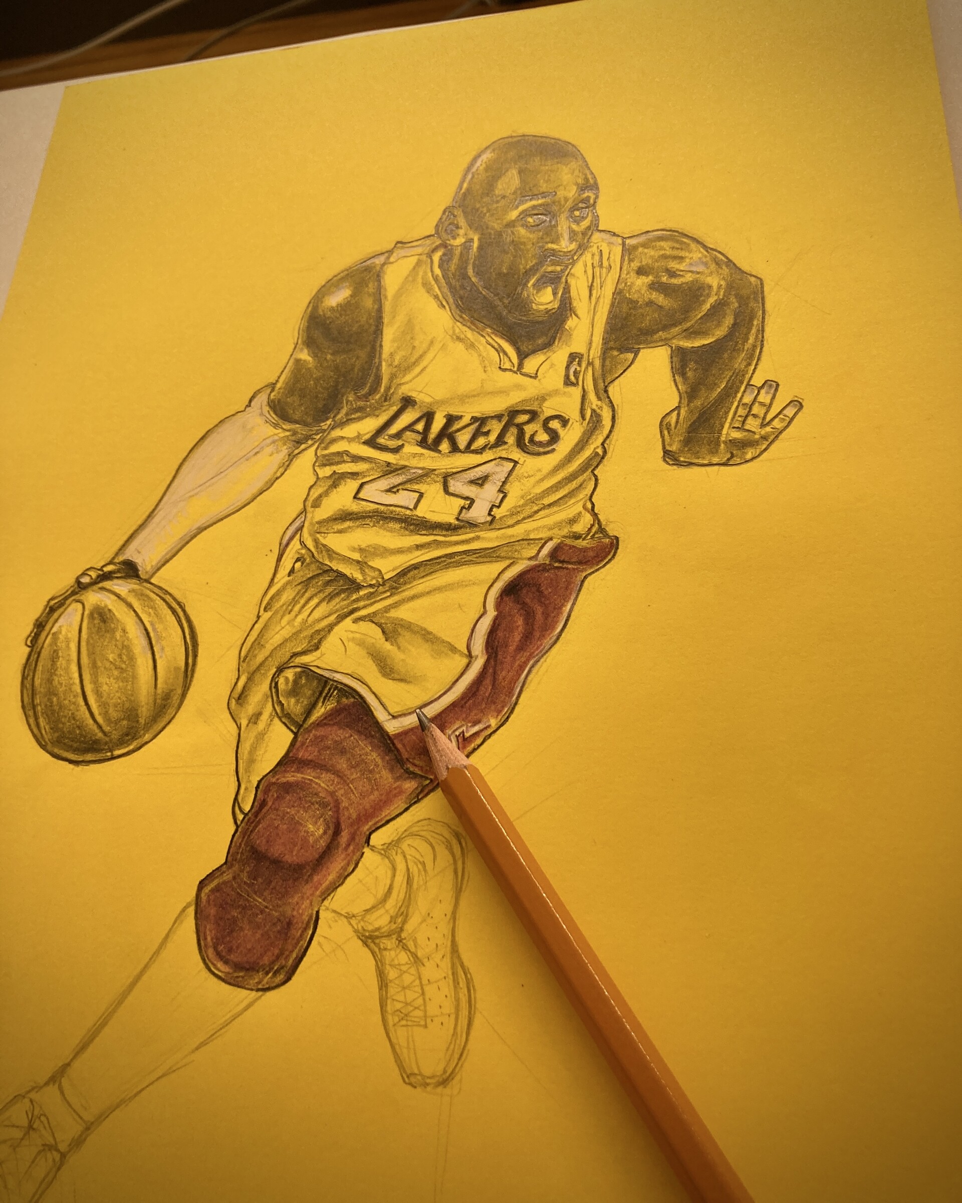 Kobe Bryant Original 9"x12" Colored Pencil Drawing Art