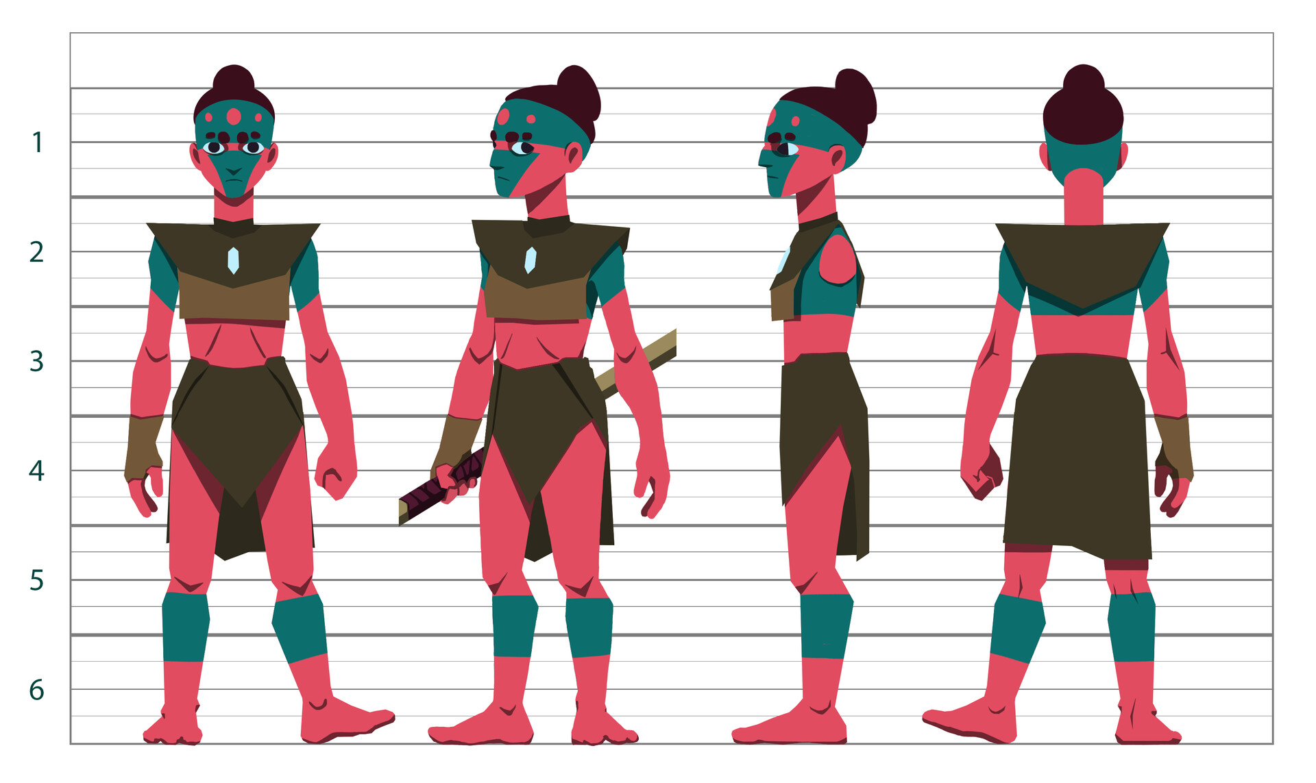 ArtStation "Ena" Model Sheet Character Design for Animation Project