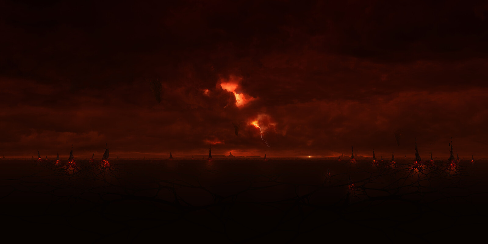 Final background matte Painting
The glow was later removed from under the stalagmites.