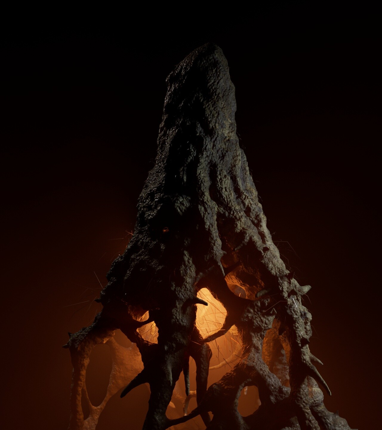 The initial concept of the stalagmites in Vecna's world.