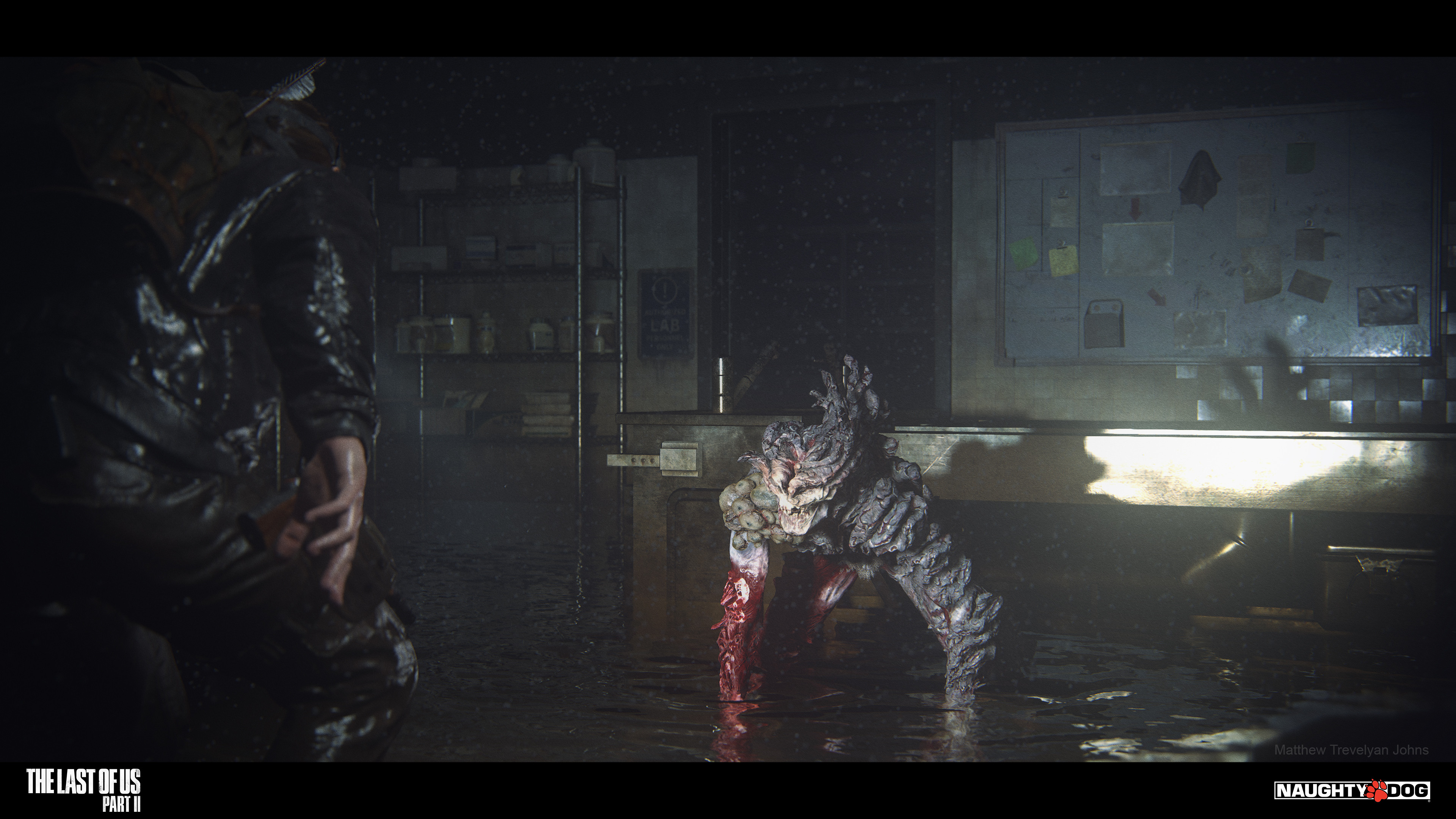 Followed by a moment like this with the establishing shot, reminiscent of the confrontation with the Ratking, before the final show down and ultimate end to the Stalker in the Morgue
