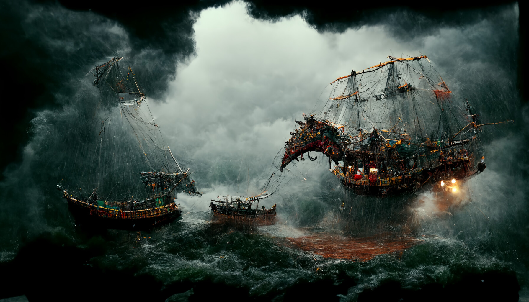 ArtStation - Pirate ship under dragon attack