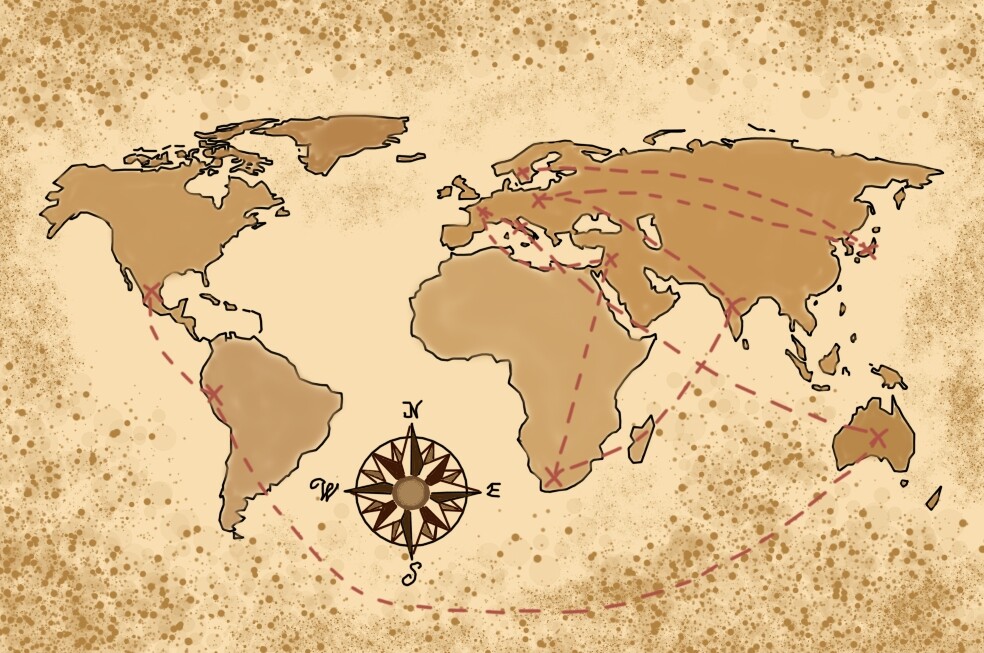 ArtStation World map in sepia
