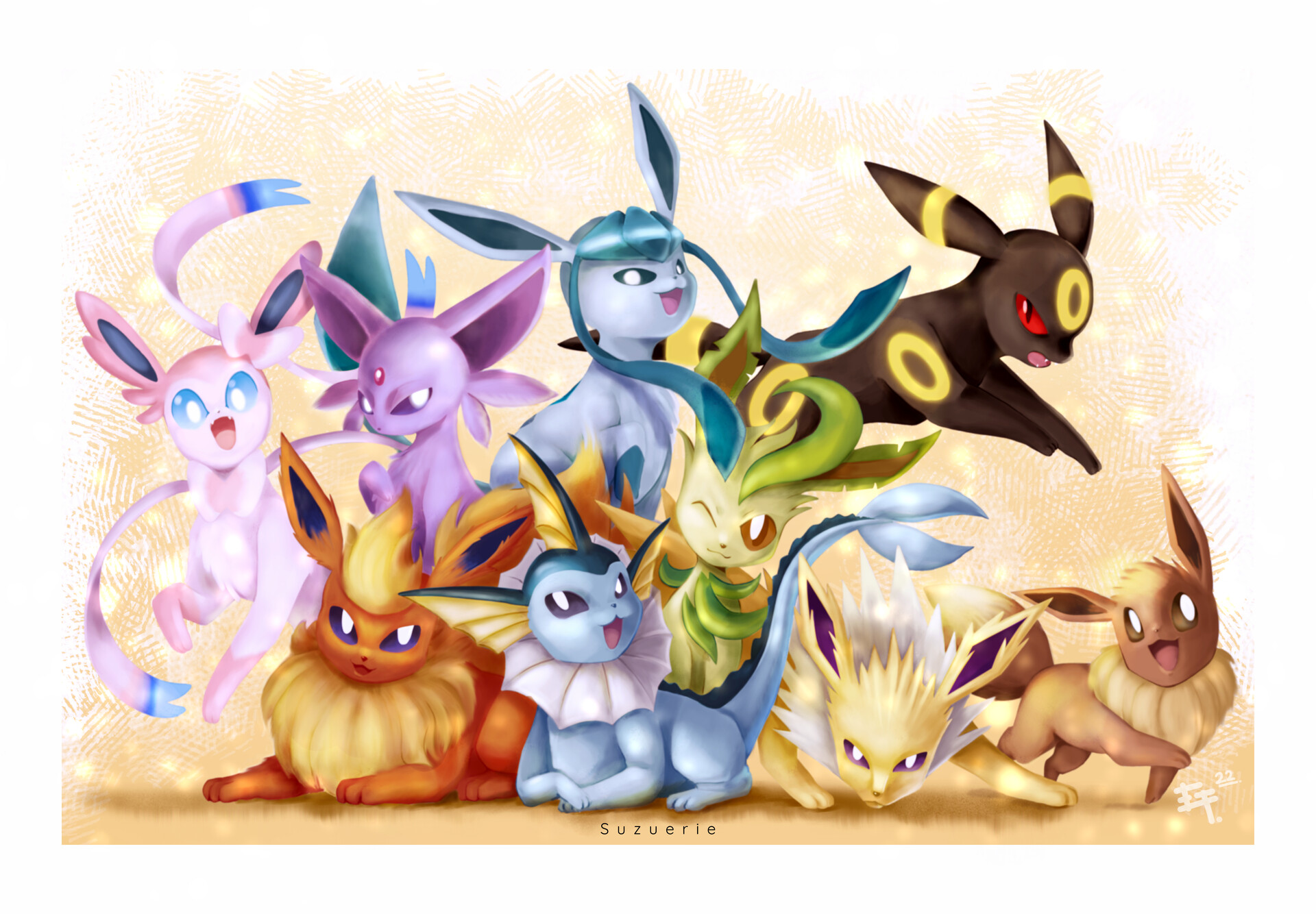 Grupo Erik Pokemon Eevee Evolutions Poster - 35.8 x 24.2 inches / 91 x 61.5  cm - Shipped Rolled Up - Pokemon Poster - Cool Posters - Art Poster 