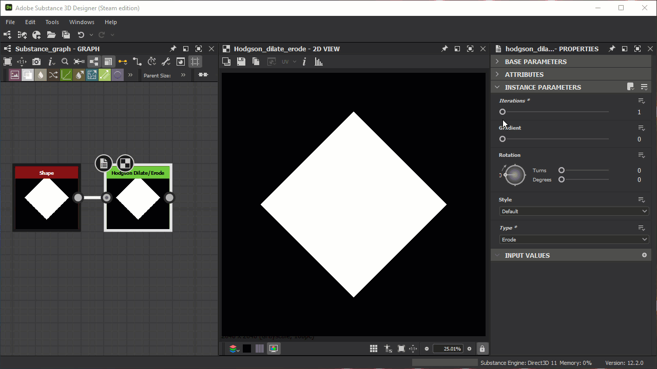 Dilate and erode with linear gradients