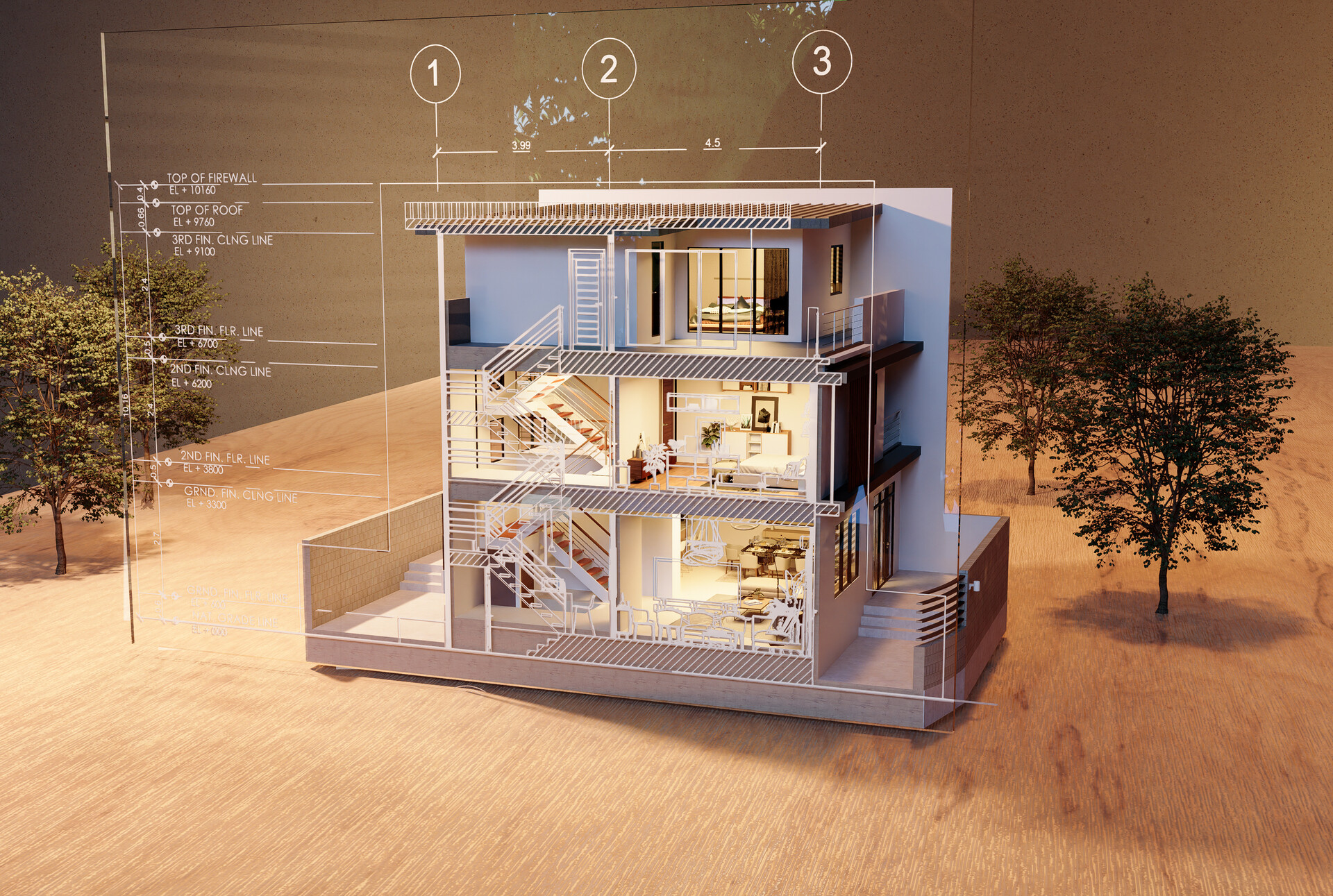 artstation-3d-section-of-3-storey-residential-building