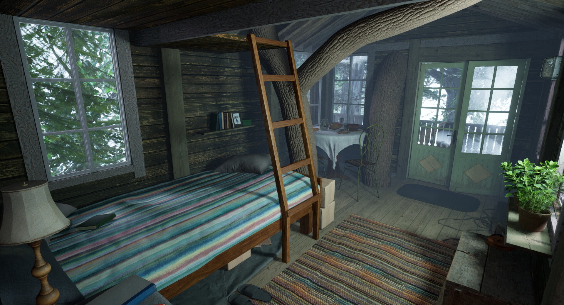 ArtStation - Rainy Day in Treehouse