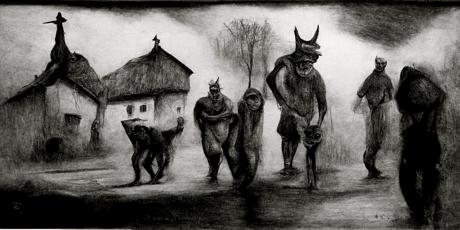 Papa and the fishermen
c. 1881
Charcoal on paper
[It is suspected that this image was likely drawn by an unnamed child in Cer Mare that had fled post-event.]
