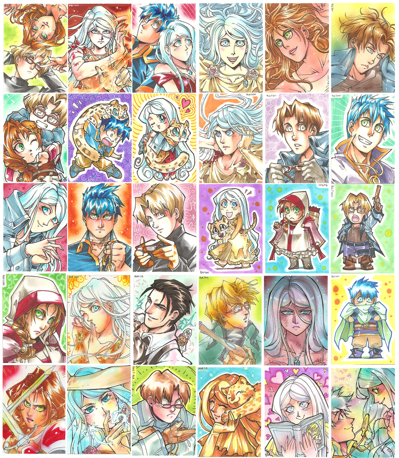These were art cards I used to make before conventions, and sometimes as kickstarter rewards.  There were so many and it was fun to experiment with styles to try to keep things fresh.