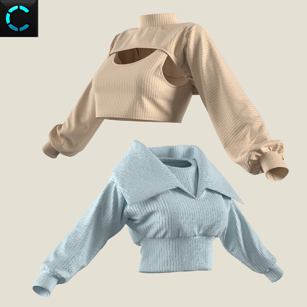 ArtStation - Female Pullovers. Marvelous Designer / Clo 3D project +obj