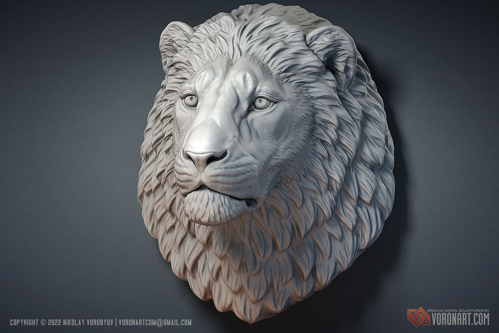 Lion head sculpture 3d model top