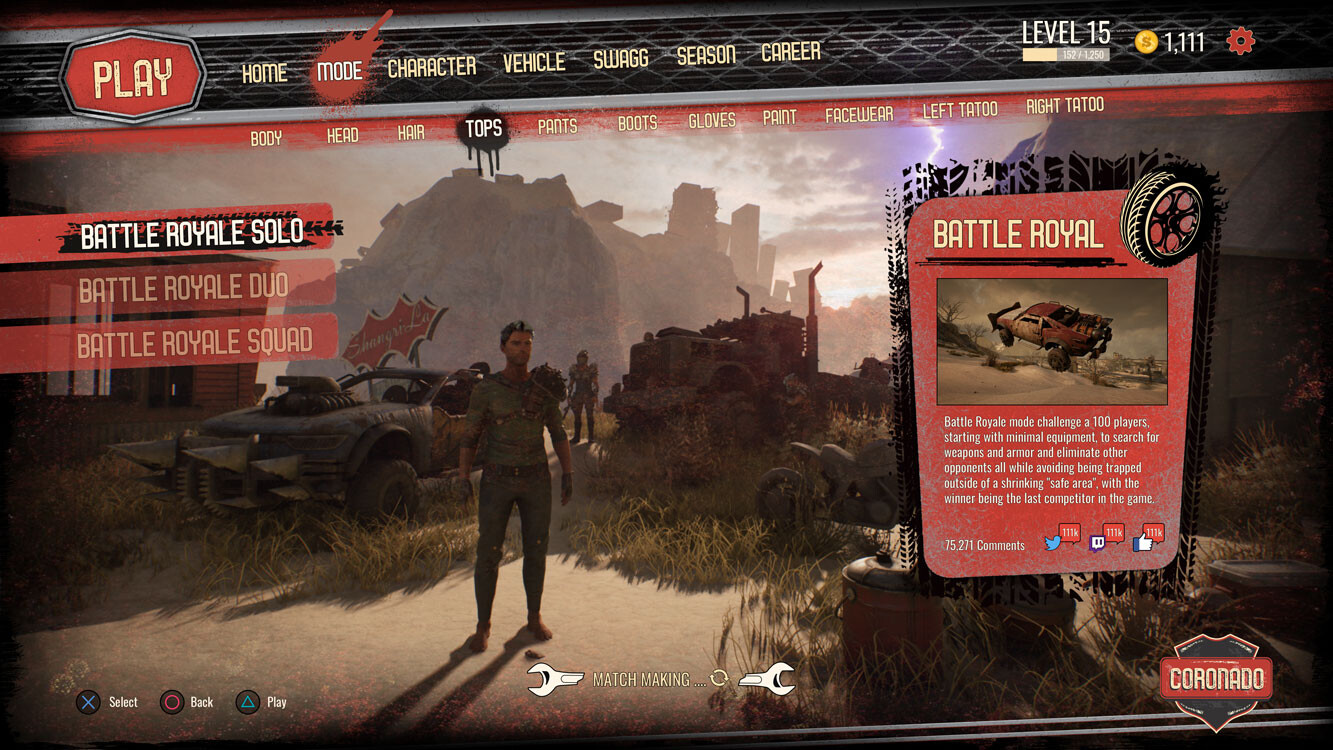 UI Wireframe Battle Royale Matchmaking