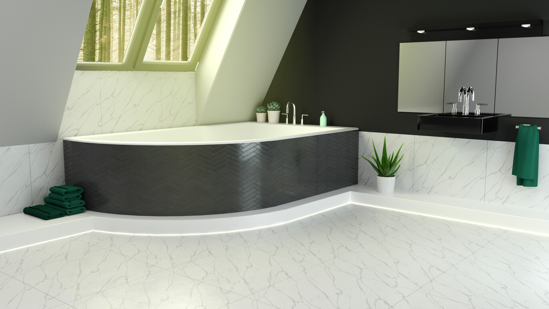 ArtStation Nice white and black bathroom