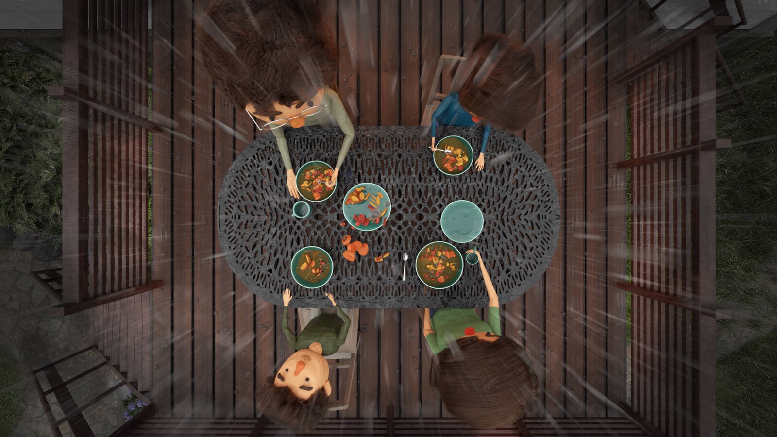 Luke Murray Family Eating Soup in the Rain