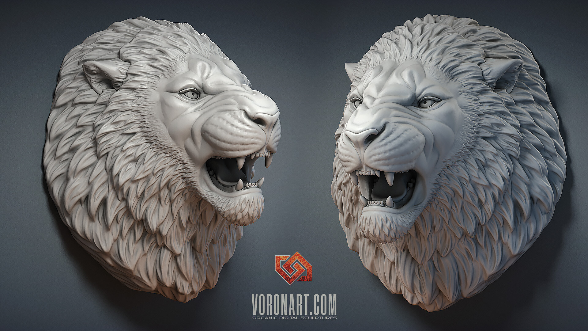 Nikolay Vorobyov Angry lion head sculpture 3d model. Updated