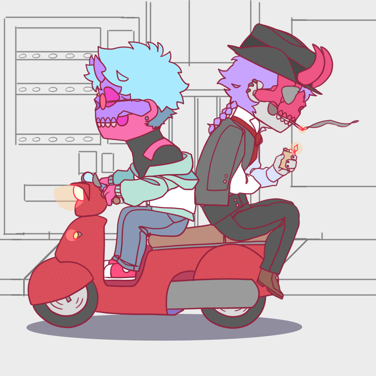 A rough pass of the scrolling background with the two frame GIF.