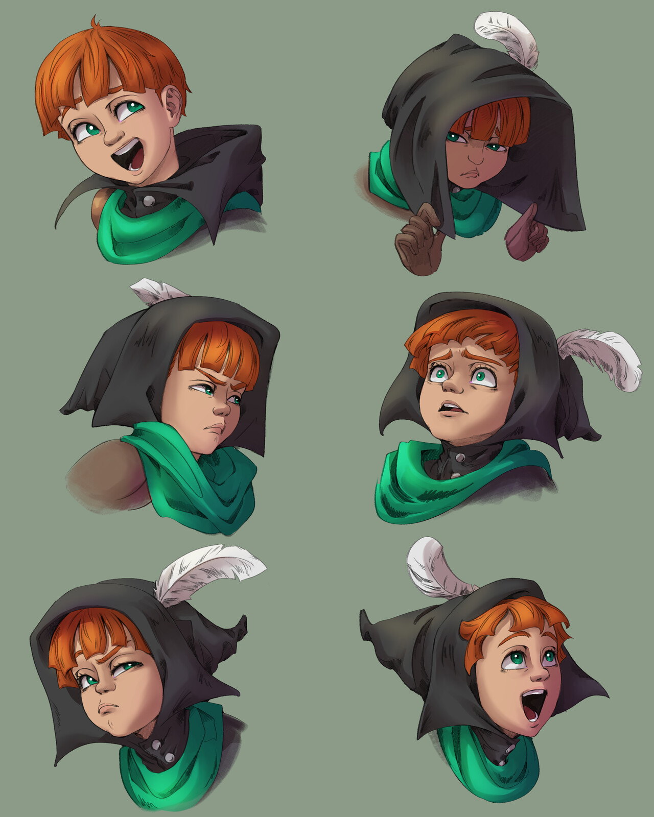 Colored sketches for face expressions.