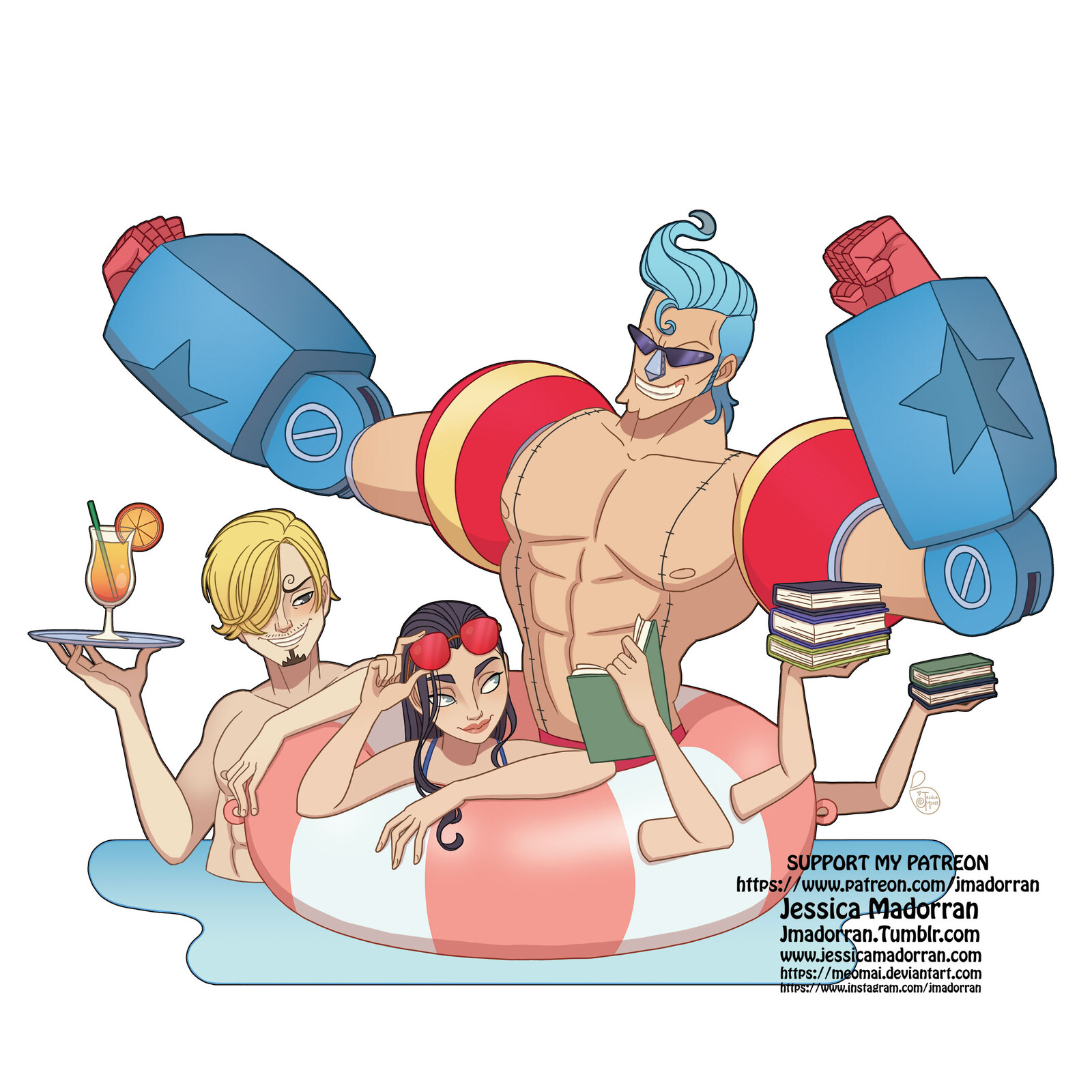 Fan Art - One Piece - Sanji, Franky, and Robin