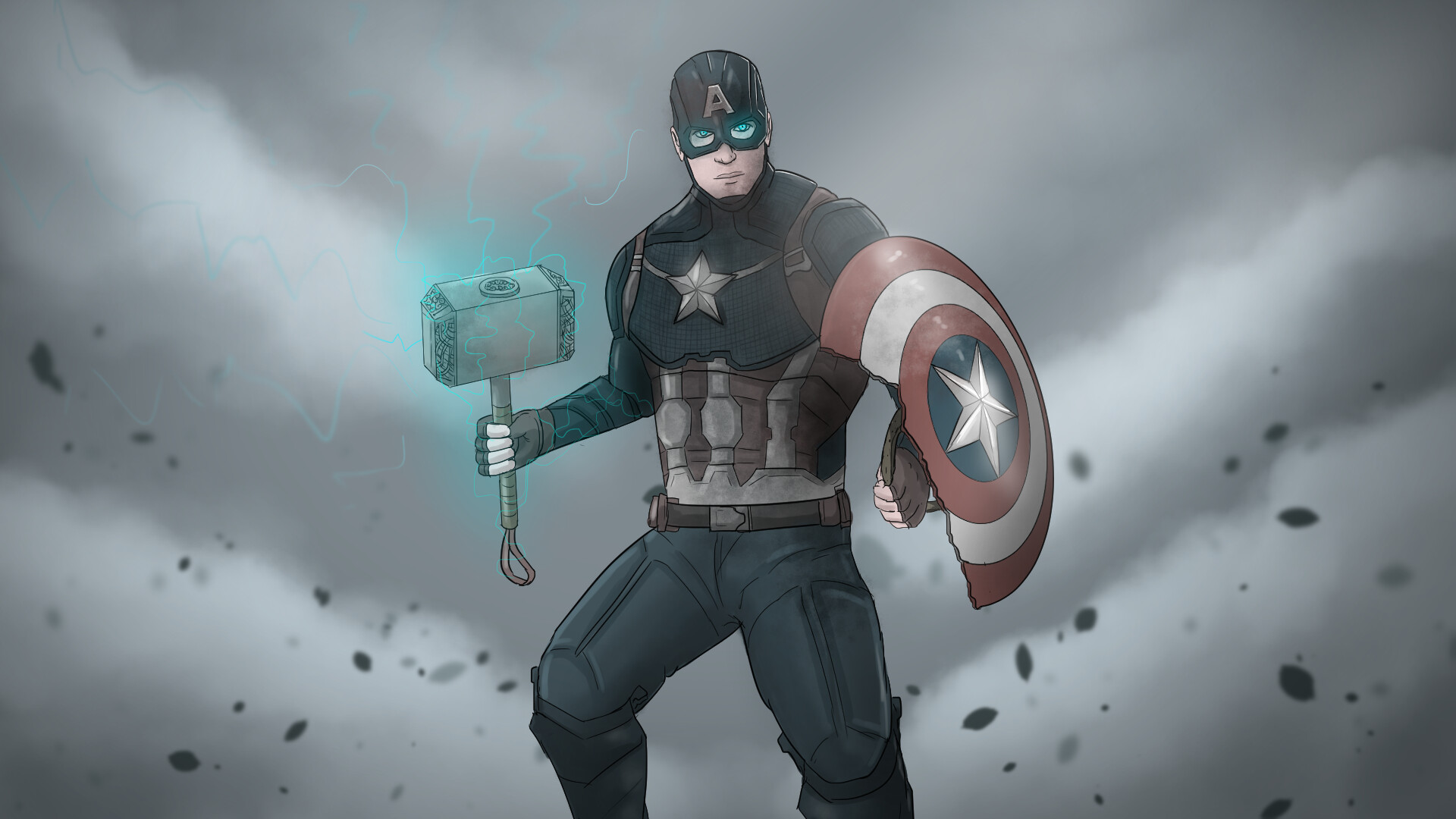 ArtStation - Captain America Wielding Mjolnir