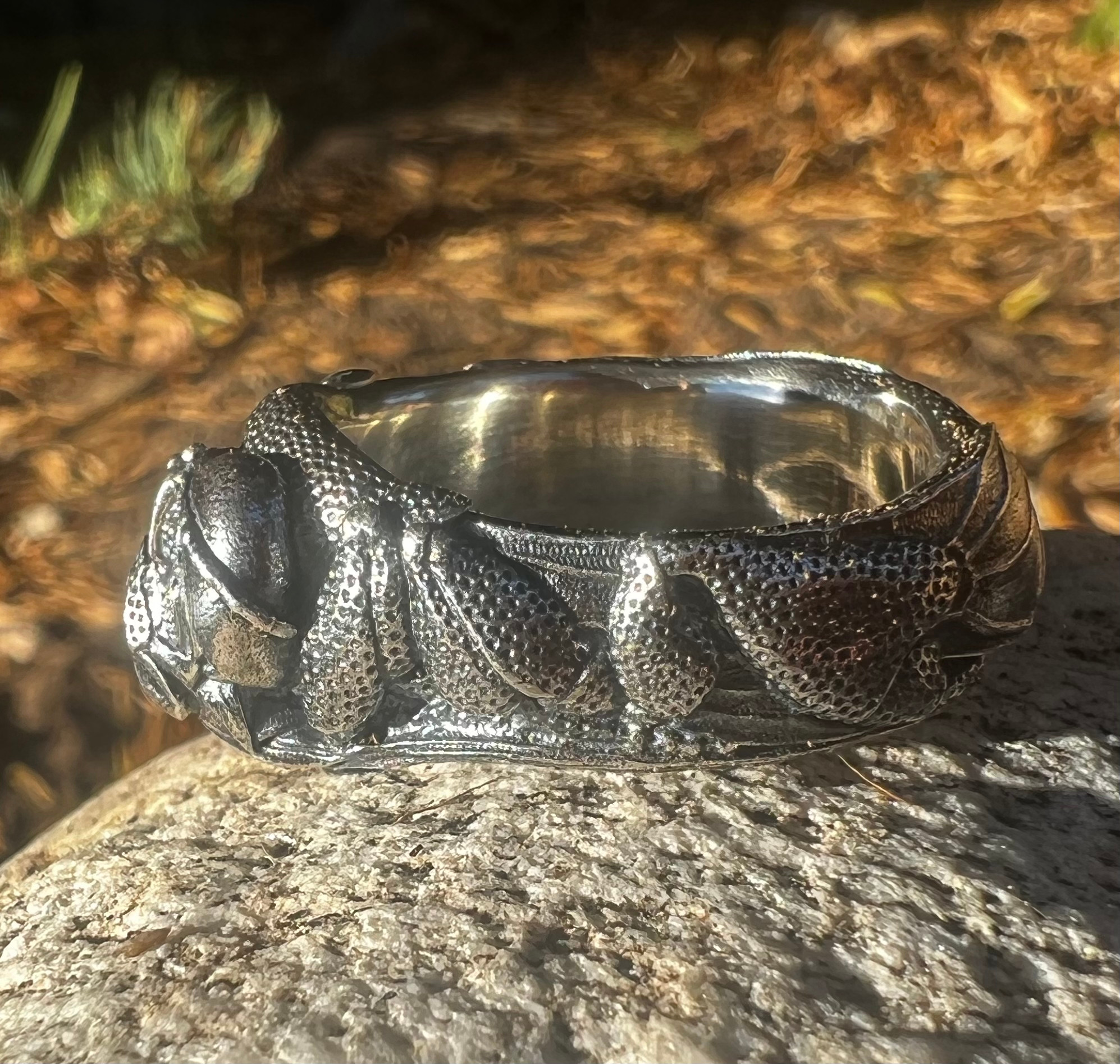 photo of the final ring design cast in sterling silver
