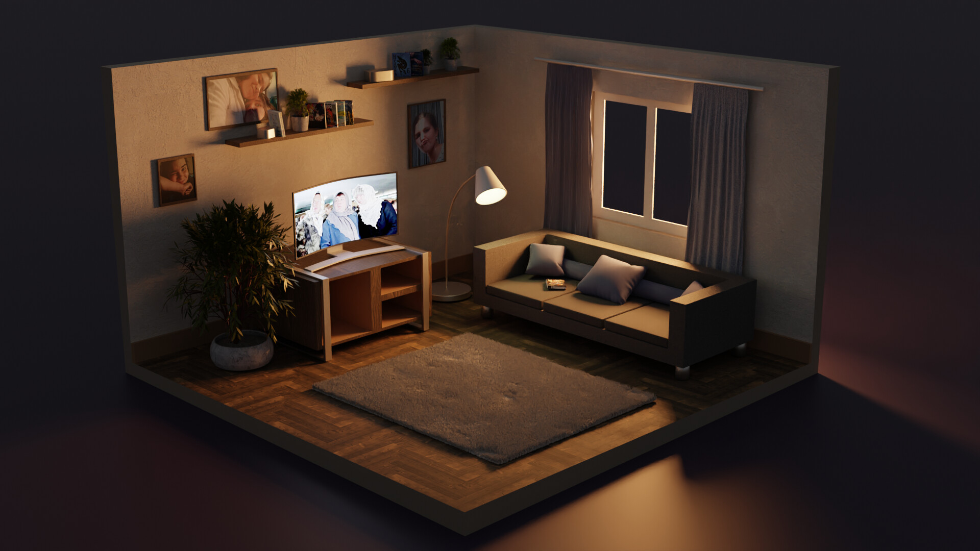 Интерьер в 3d blender