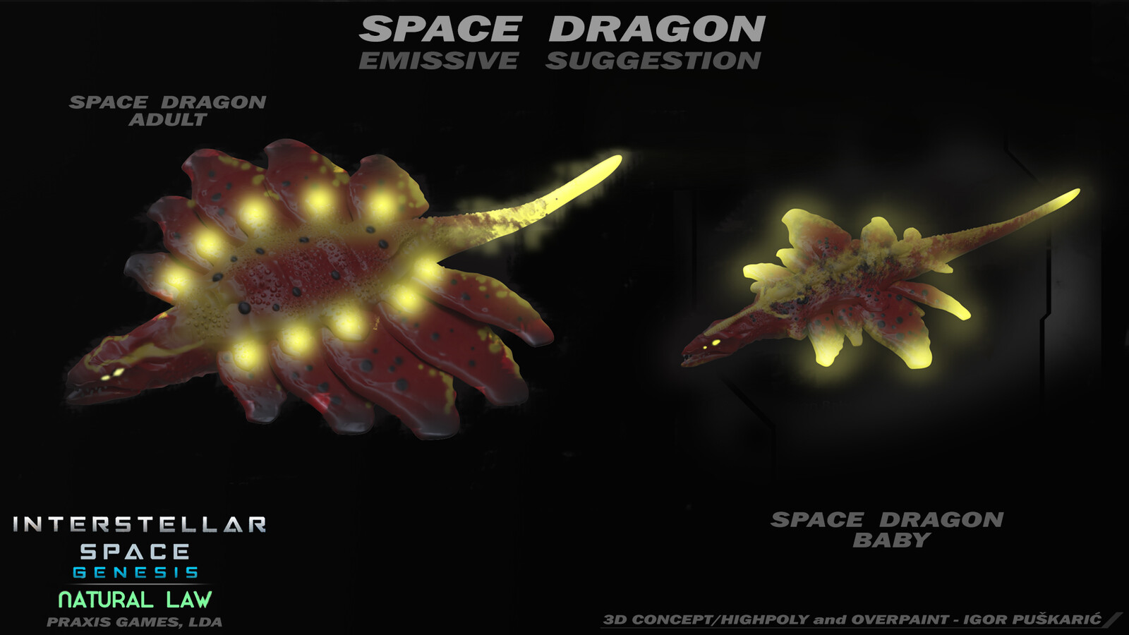 Space Dragon - Baby and the adult - Emissive suggestion
