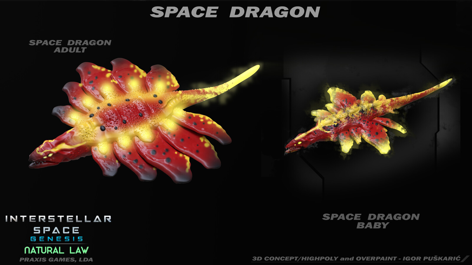 Space Dragon - Baby and the adult - 
Texture suggestion Overpaint 