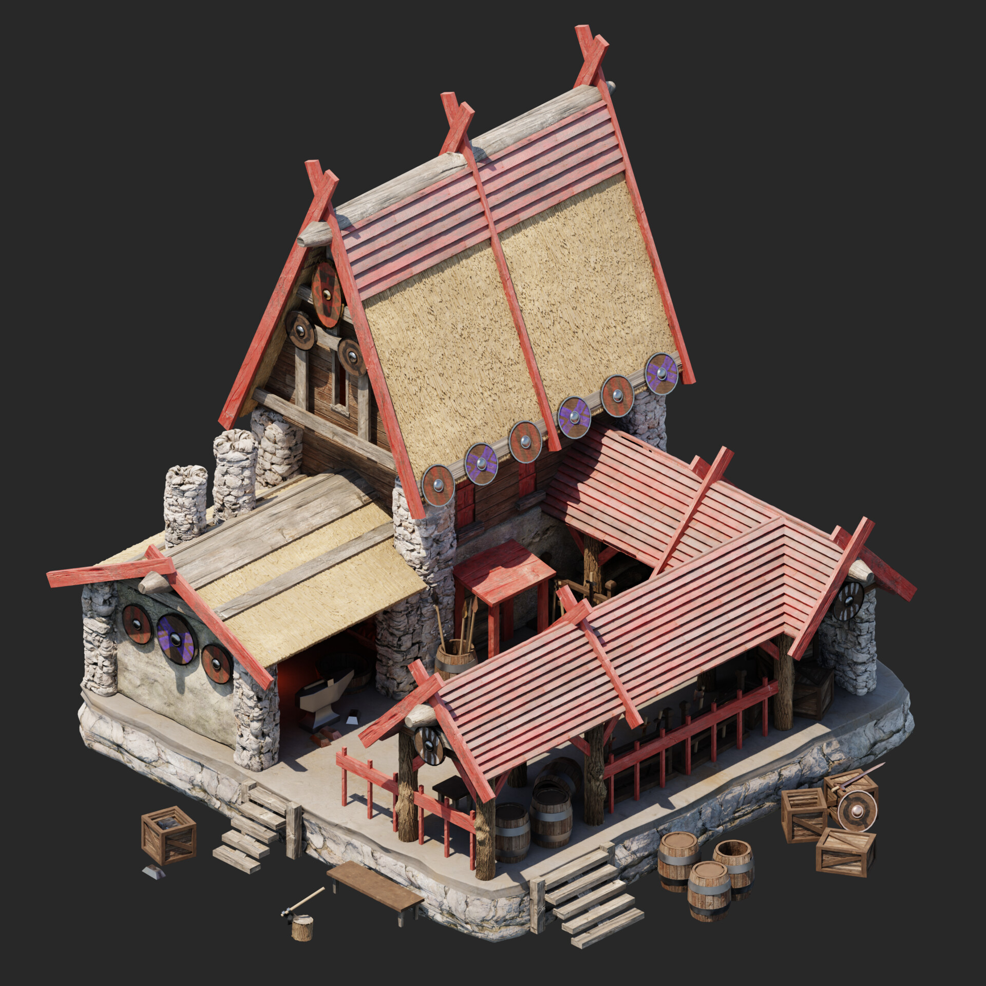 Artstation viking blacksmith house