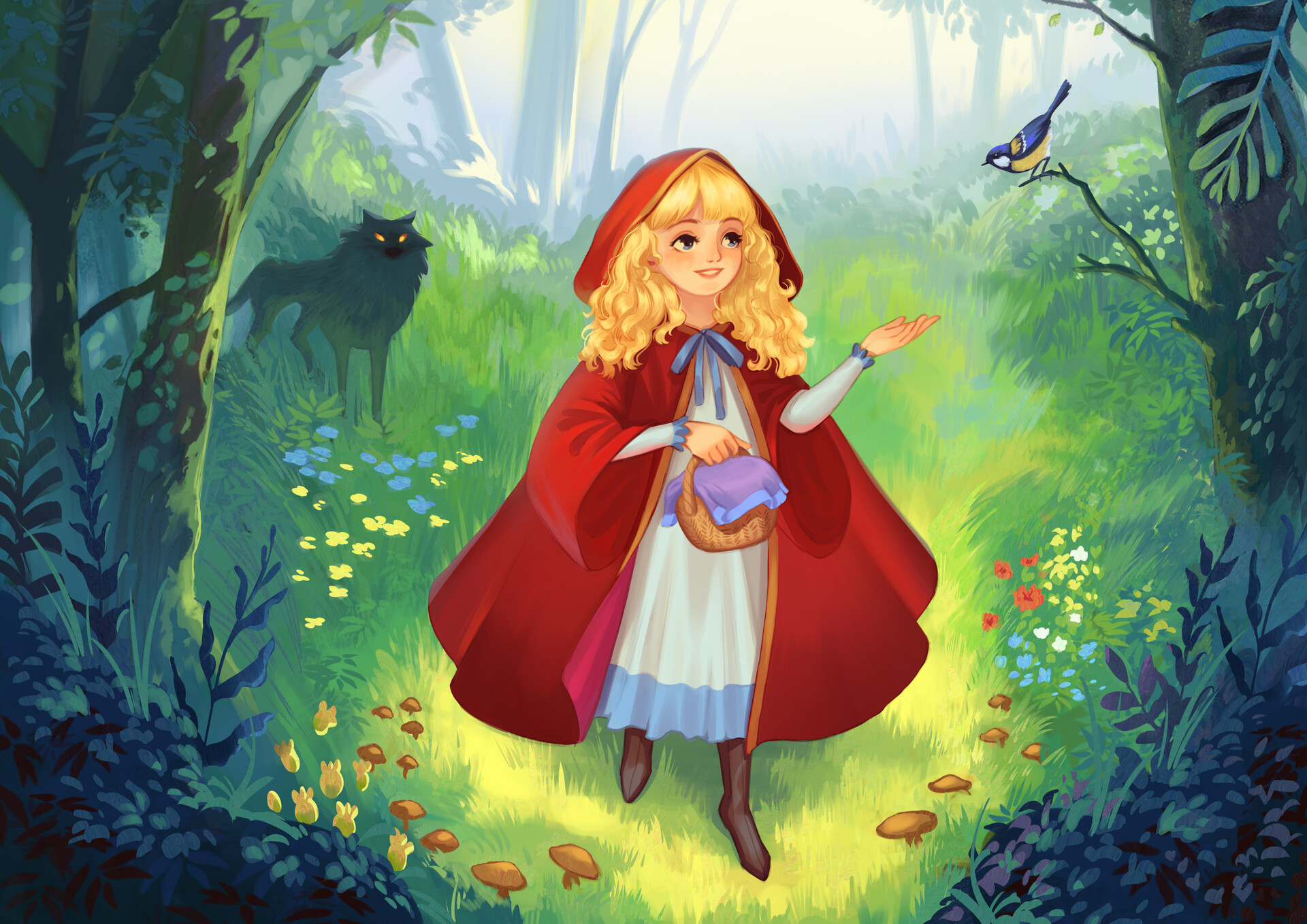 - Illustration for the fairy "Little Red Riding Hood"