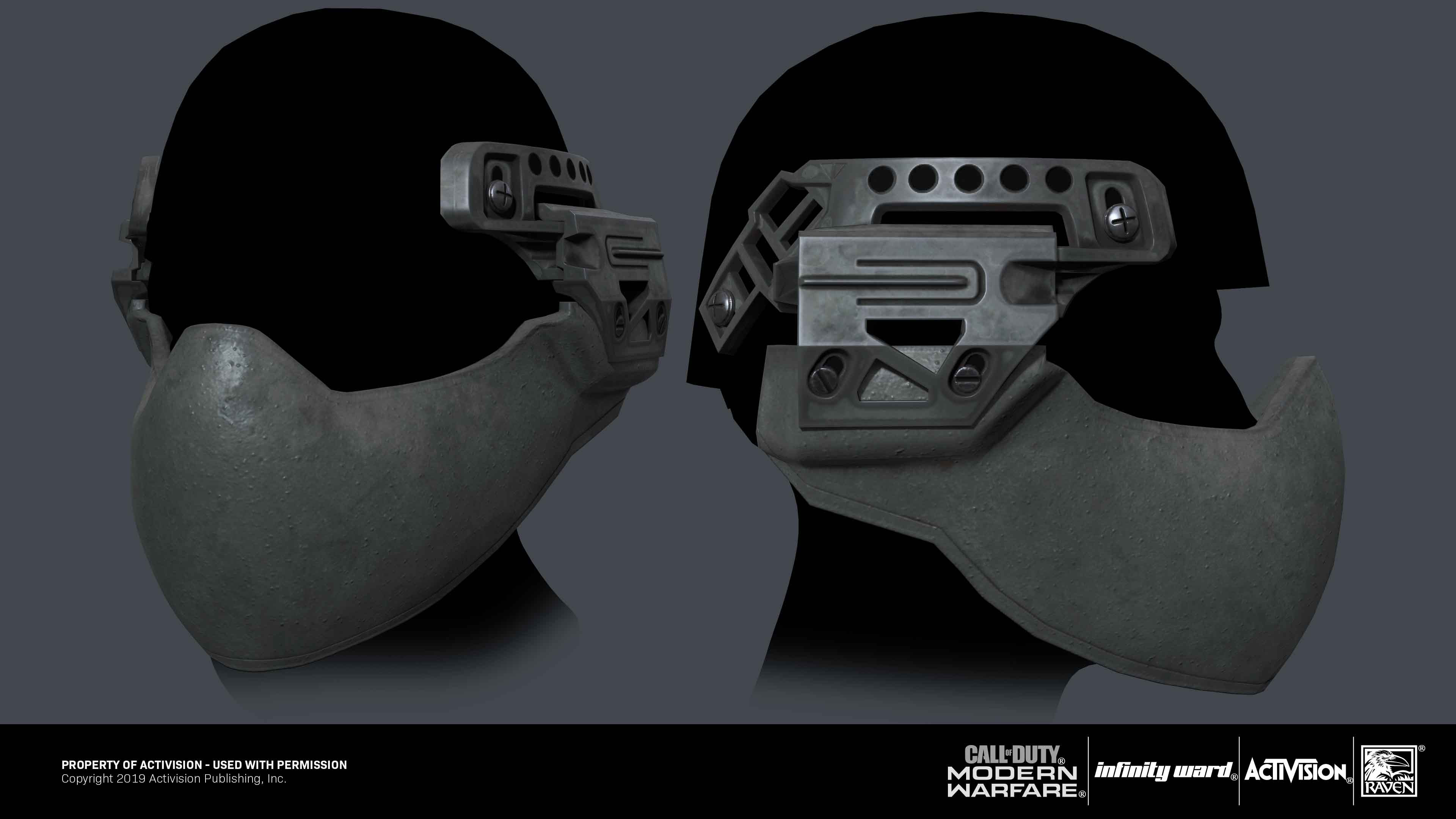 Helmet face armor: Highpoly, lowpoly, bakes and textures.