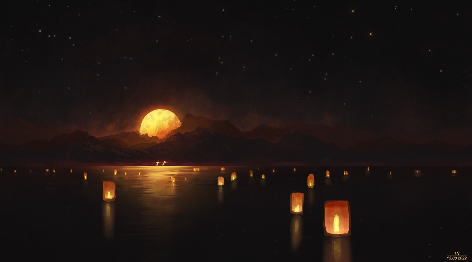 ArtStation dancing between lanterns on the lake