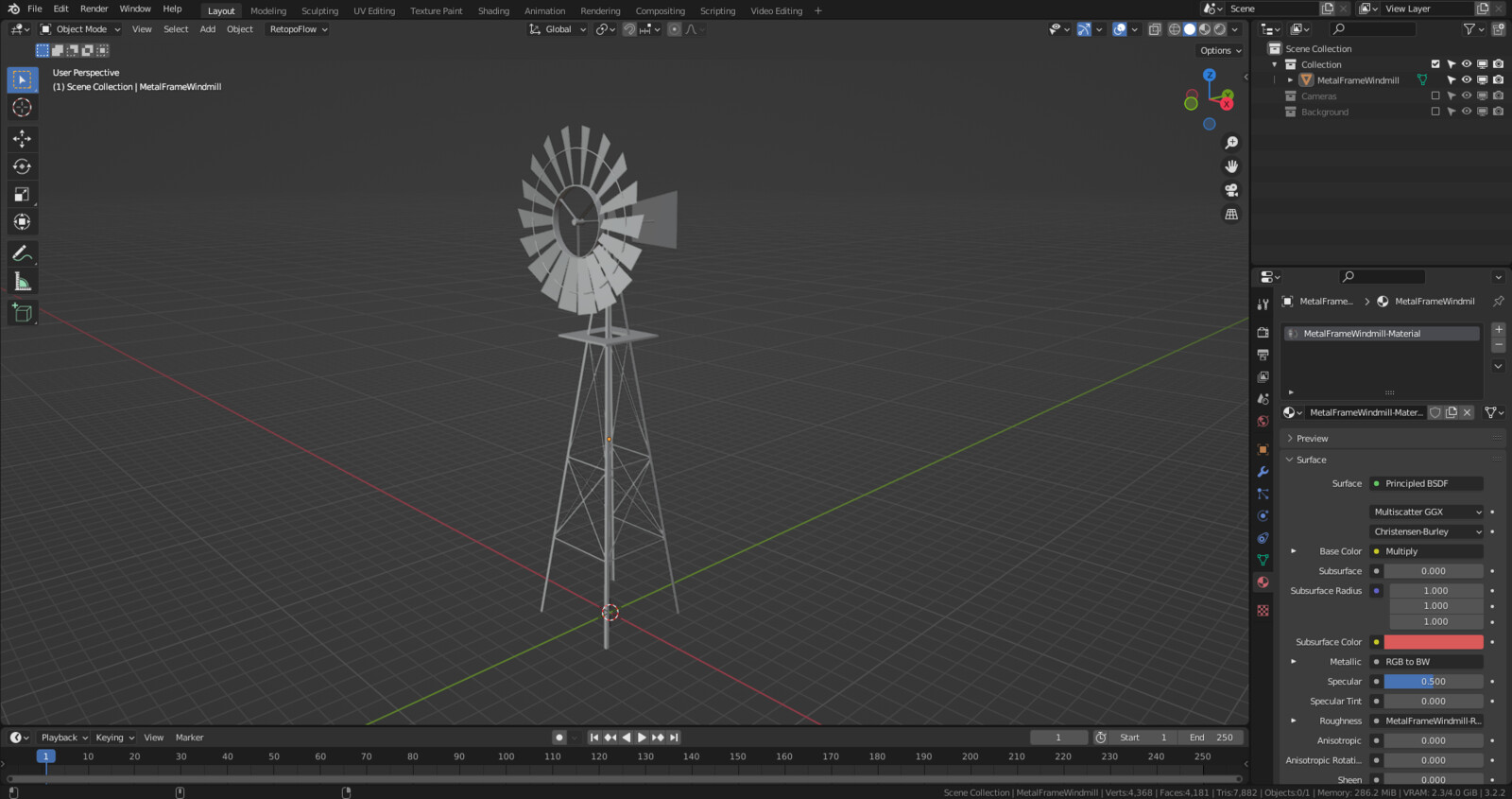 Metal Frame Windmill Solid View