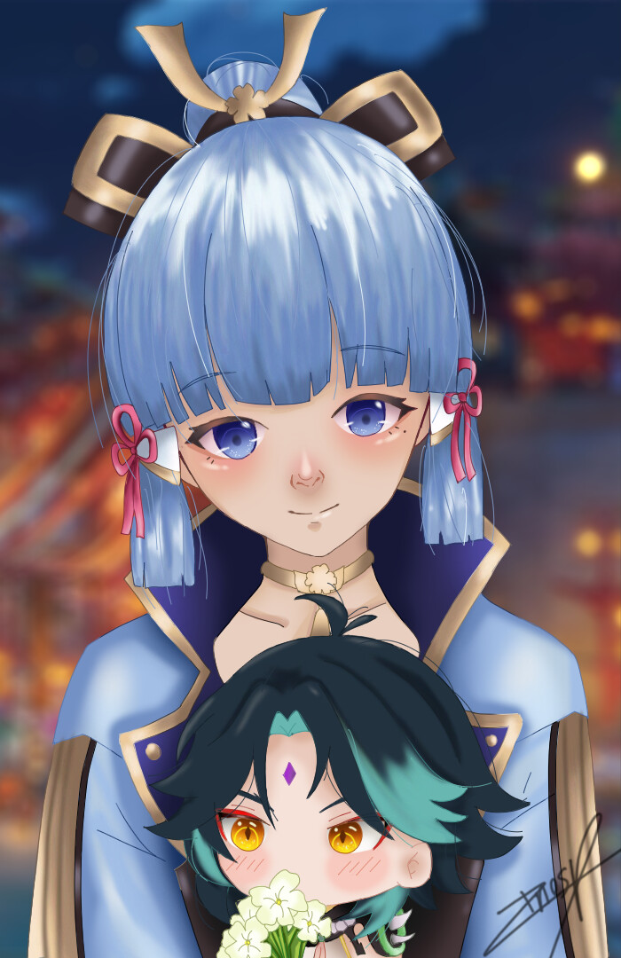 ArtStation Ayaka and baby Xiao