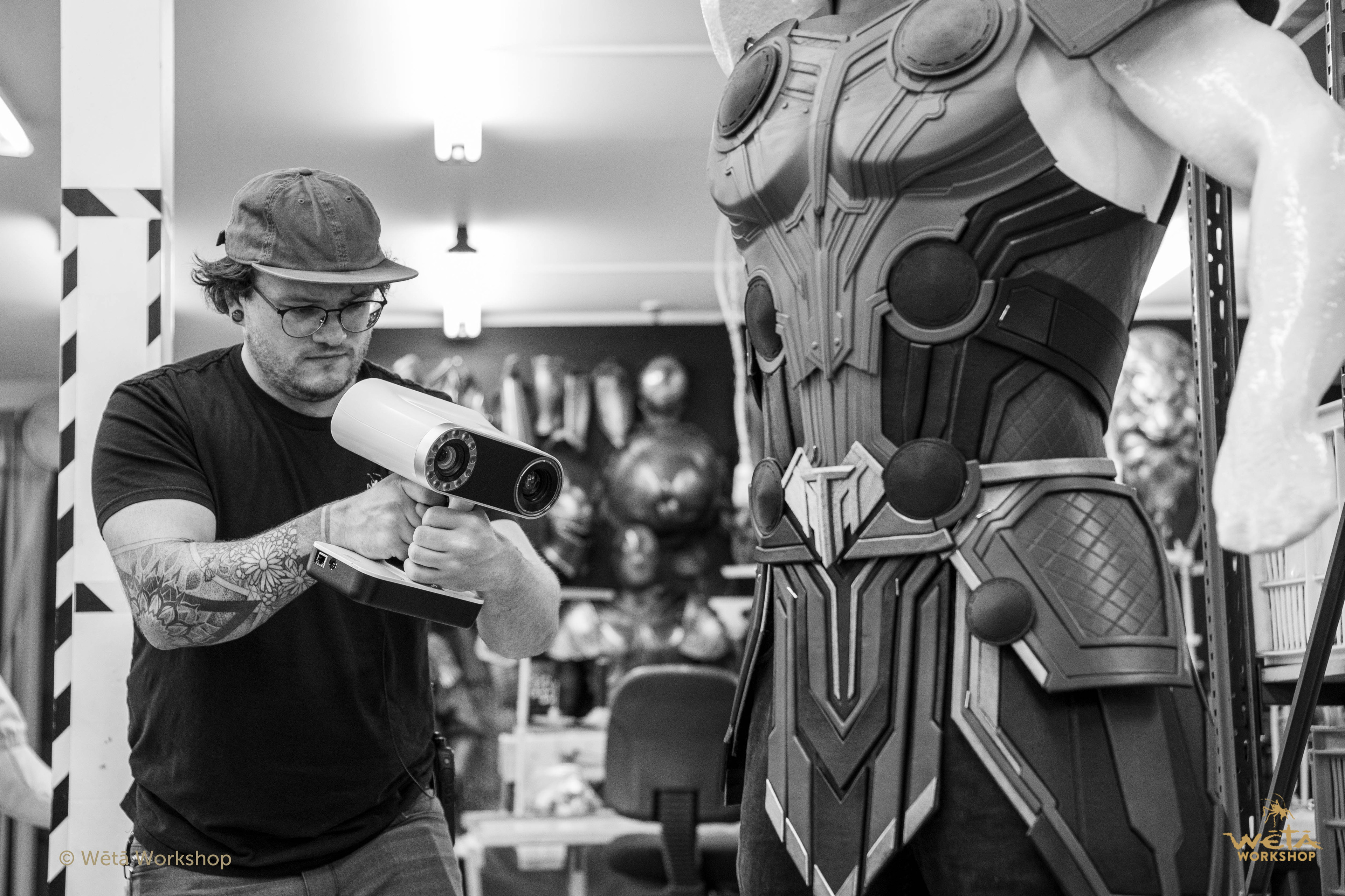 Rare image of me scanning the WIP thor suit for fitment 