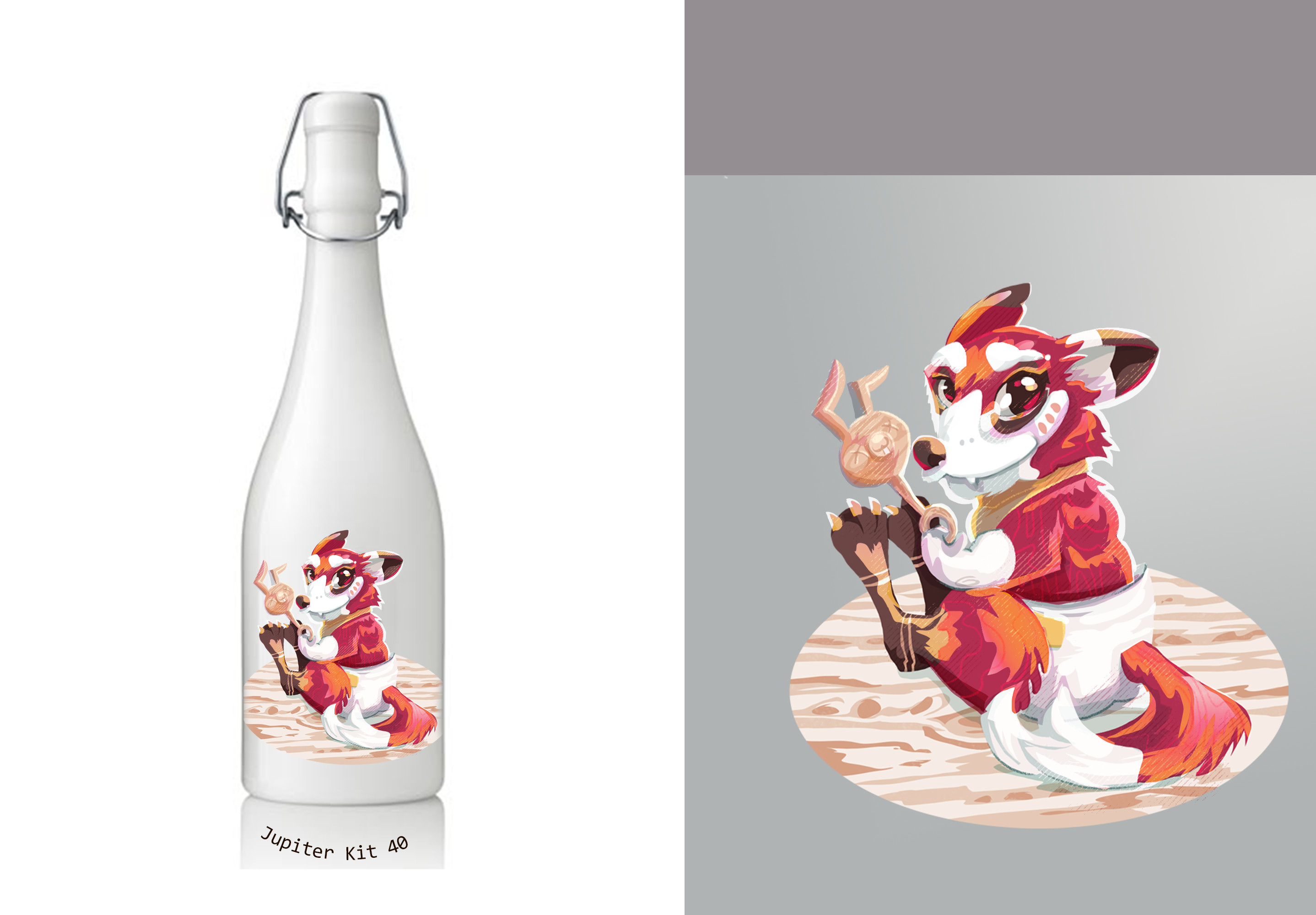 Sake bottle illustration for Four Foxes Sake | sans logo    