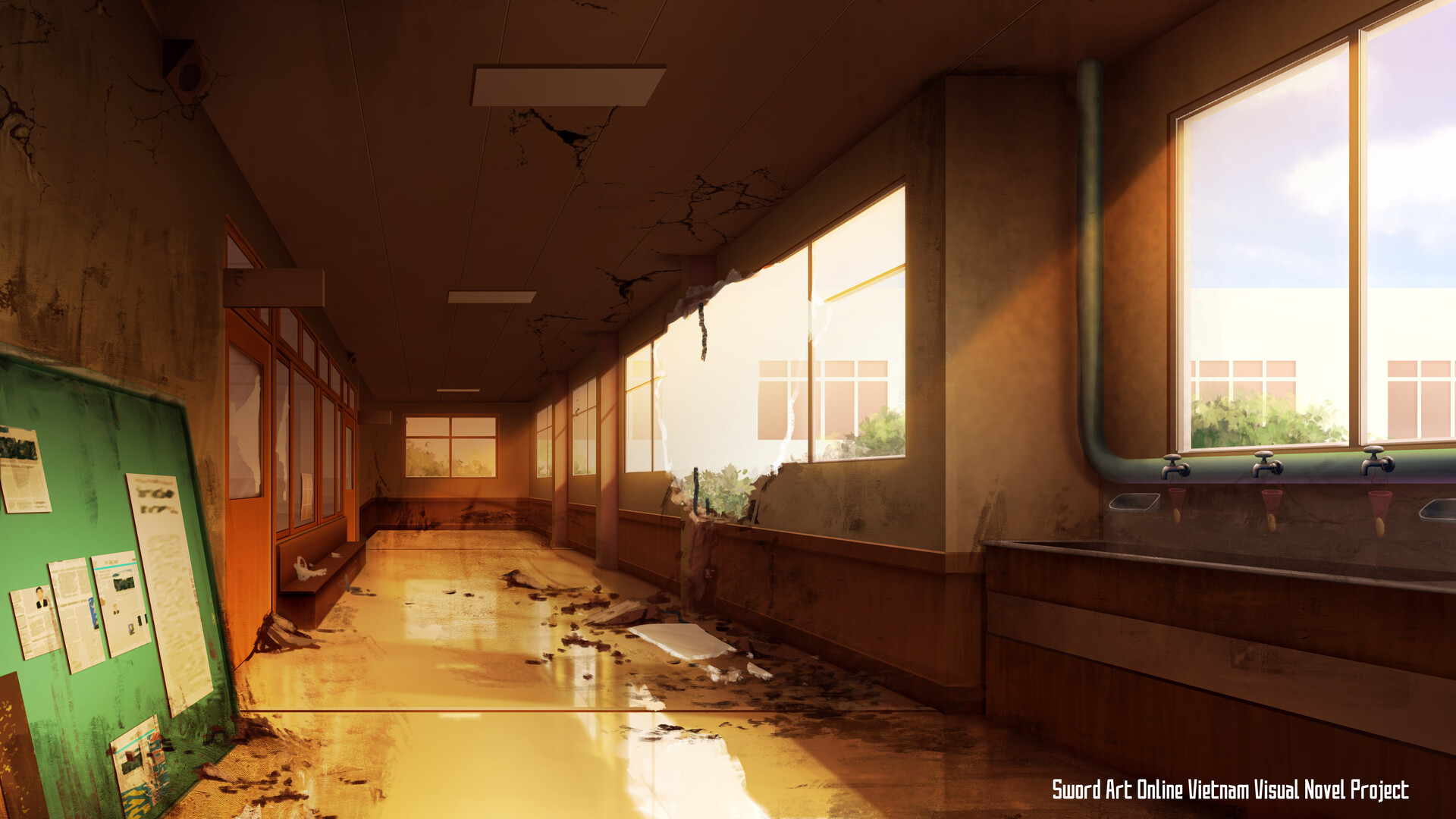 Timelapse Hallway School Background Anime 