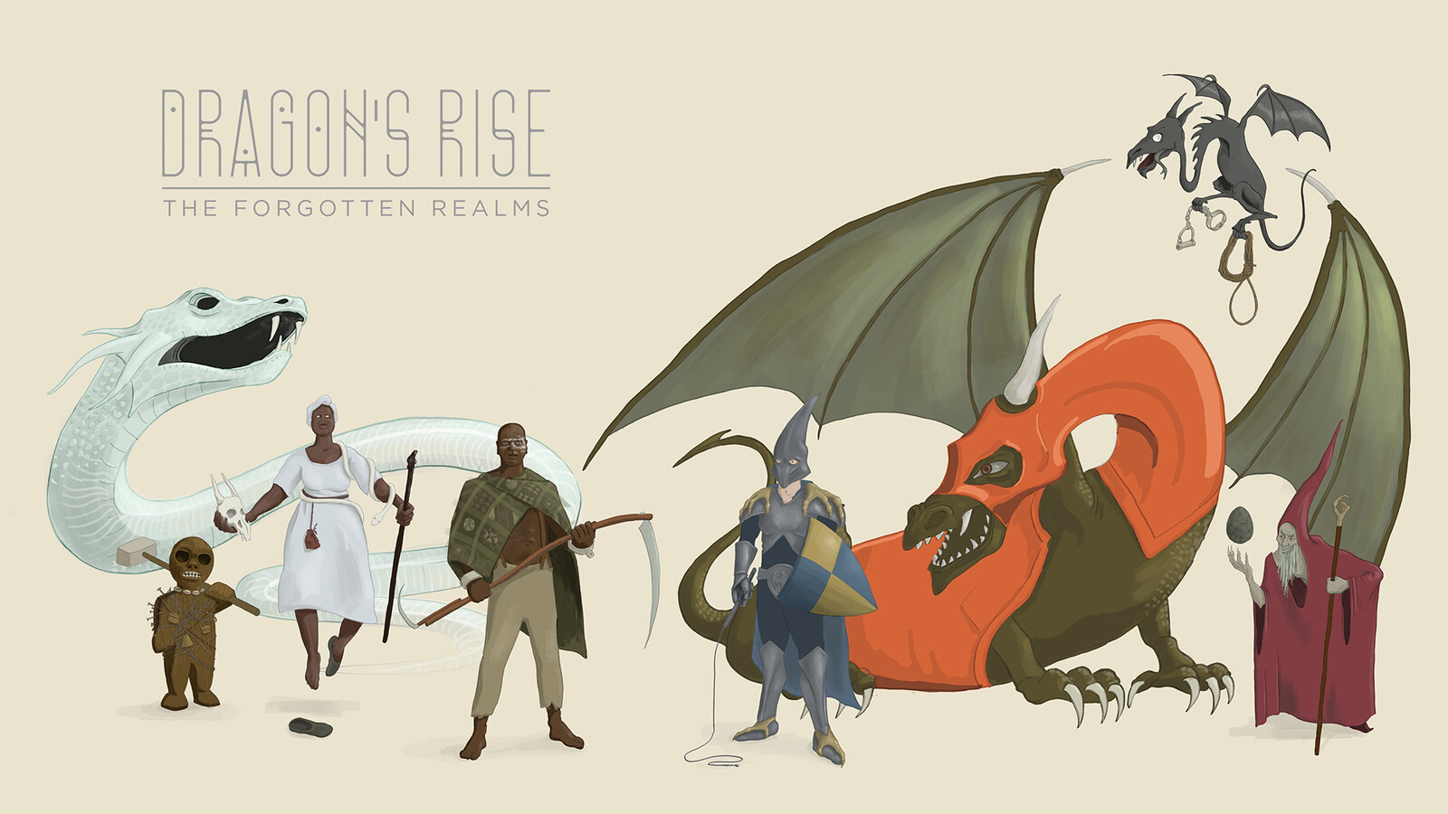 Here is the lineup of the final character and creature designs.