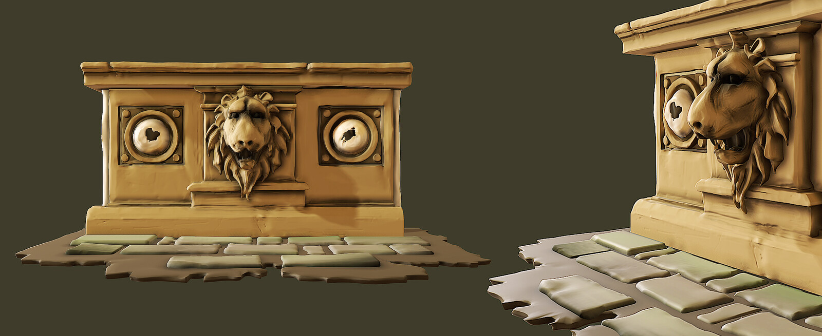 Architectural Lion Head Sculpt (underneath windows)