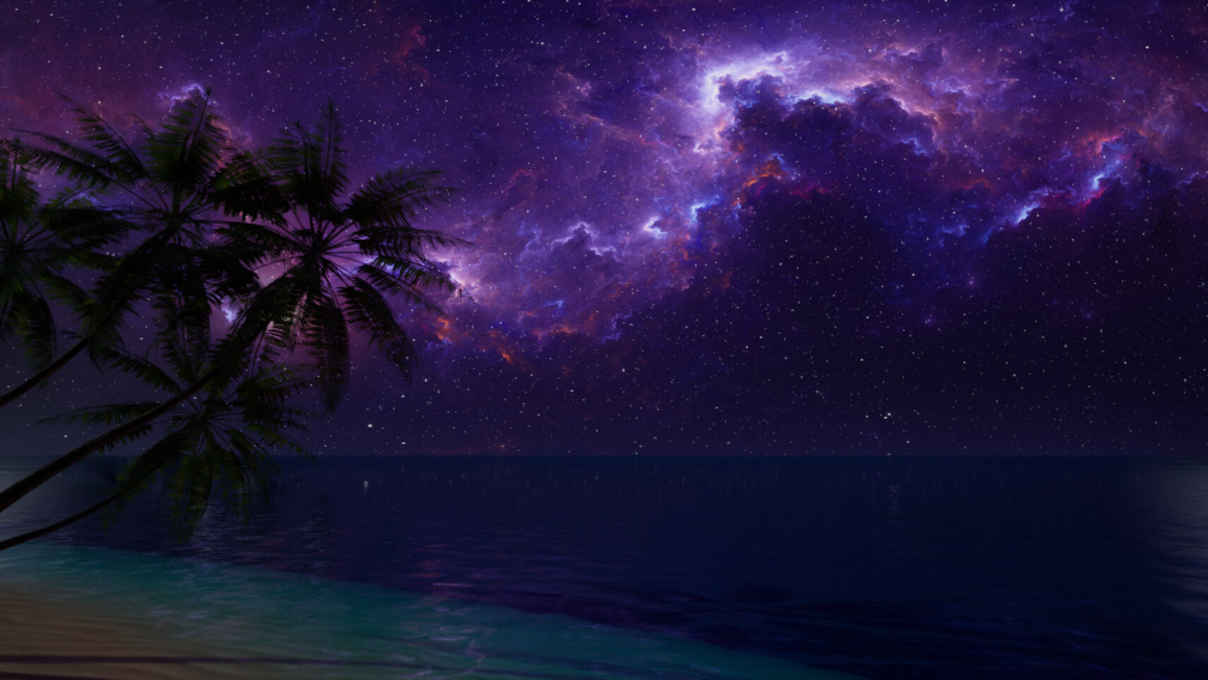 ArtStation - Ocean Waves, Nebula and Stars
