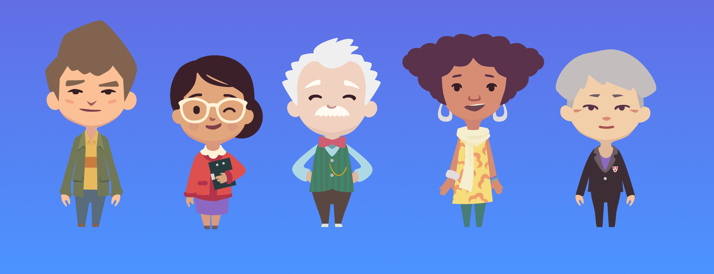 The Capeesh faculty members! These were all made into 3D with sprite animations for their faces. 