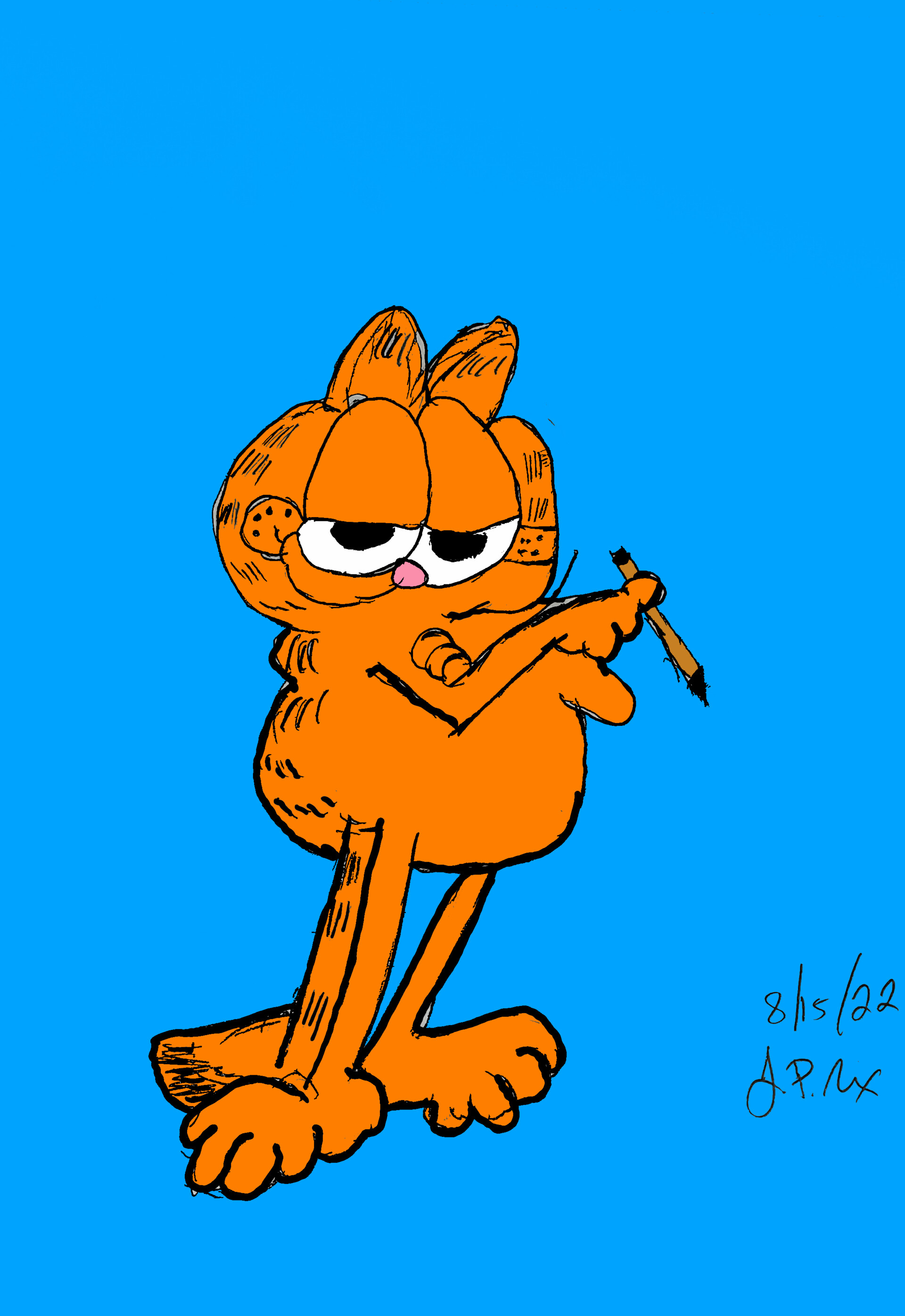 ArtStation - Garfield sketch with and without color